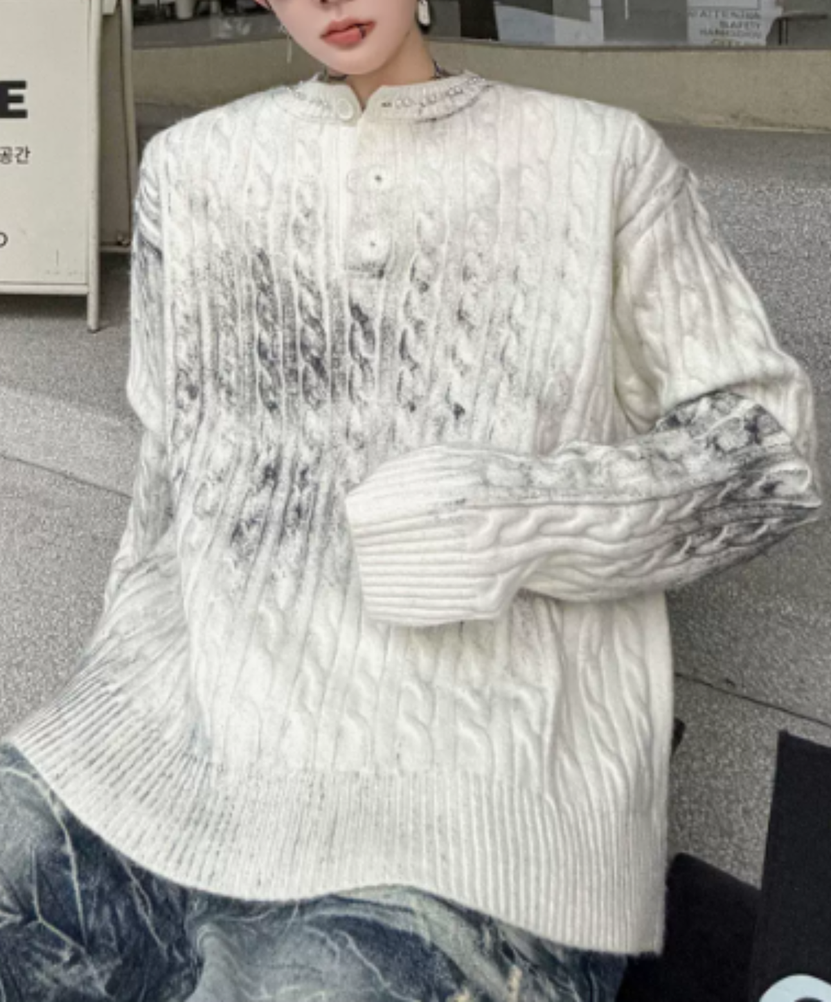 cable-knit with a distressed finish sweater EN3241