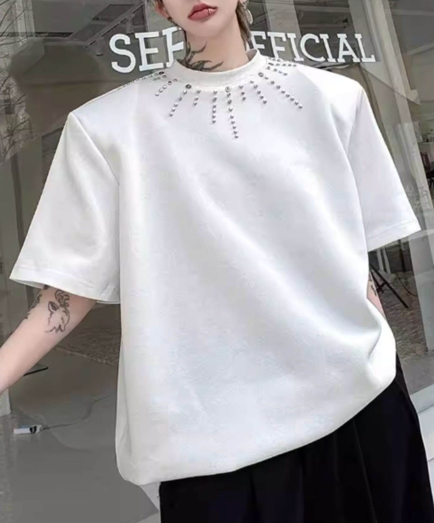 beaded meteor design t-shirt EN2826