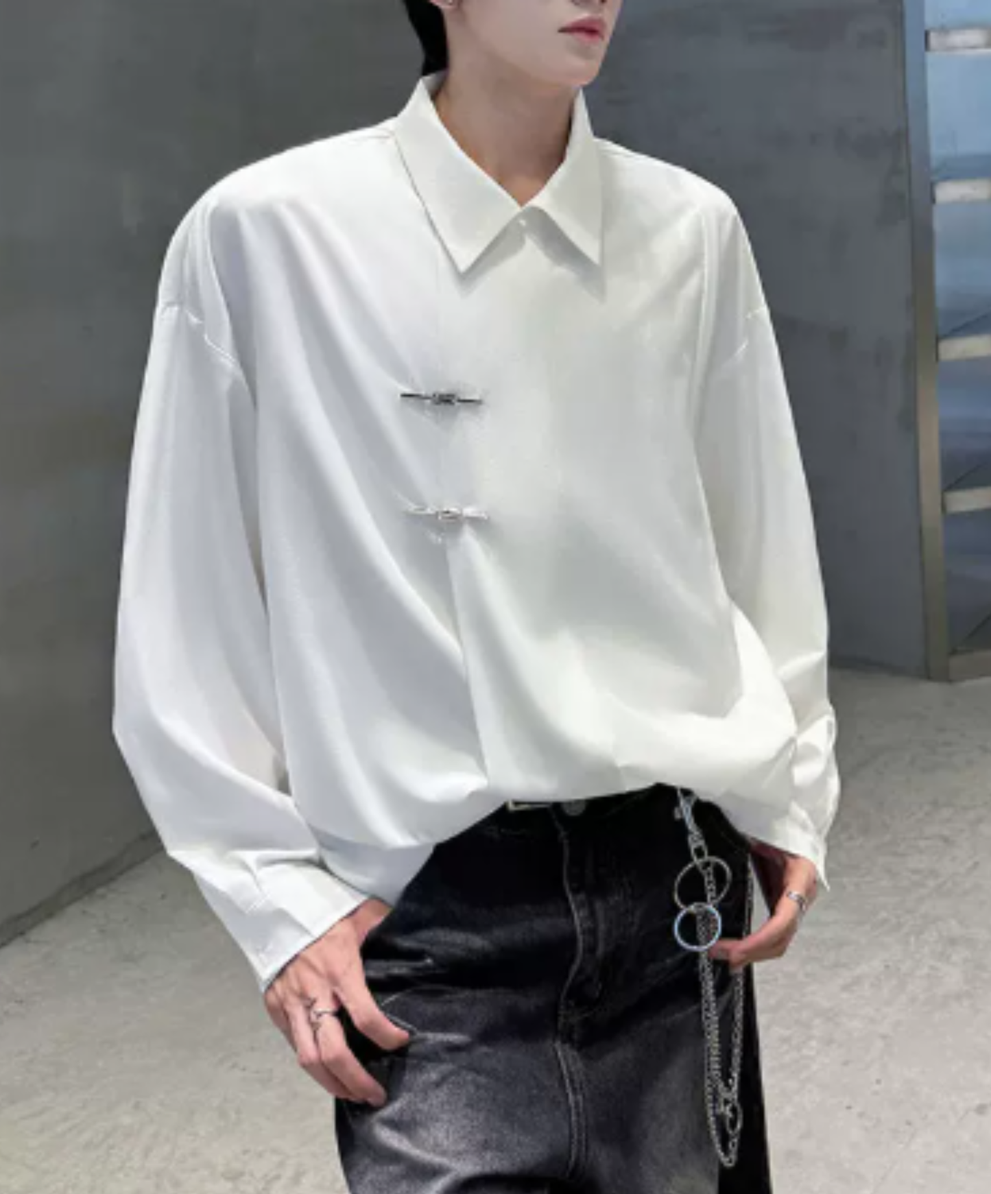 retro chinese-style metal button shirt EN3127