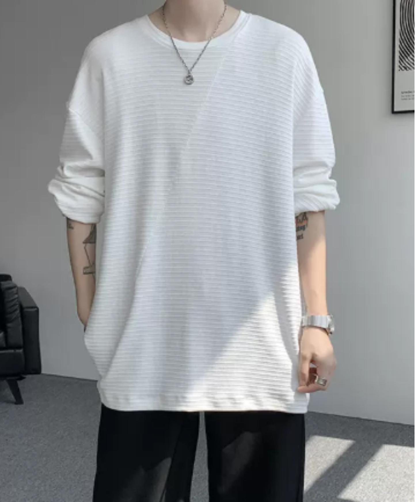brushed finish with border t-shirt EN3126