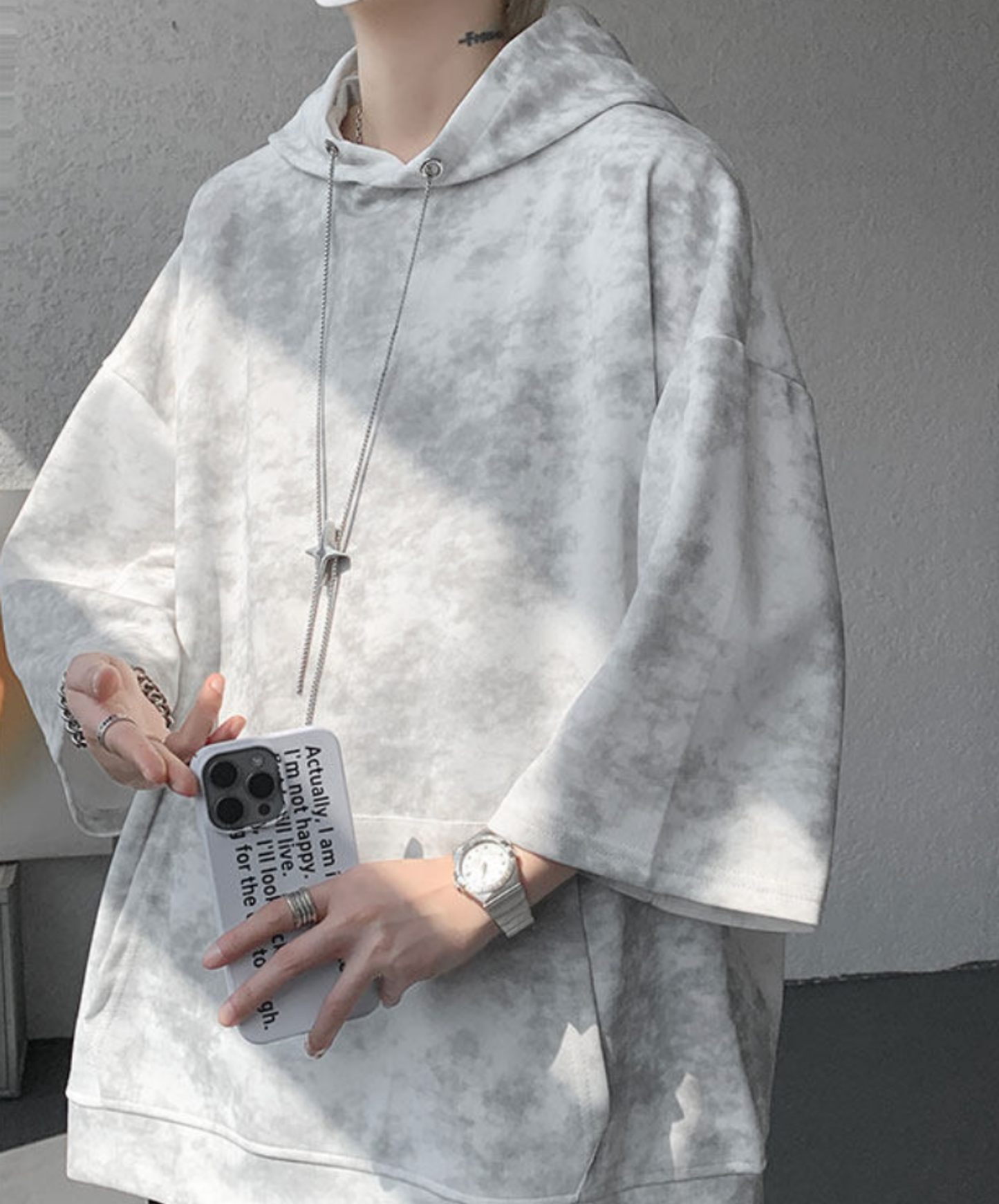 star motif neck strap hoodie EN2845