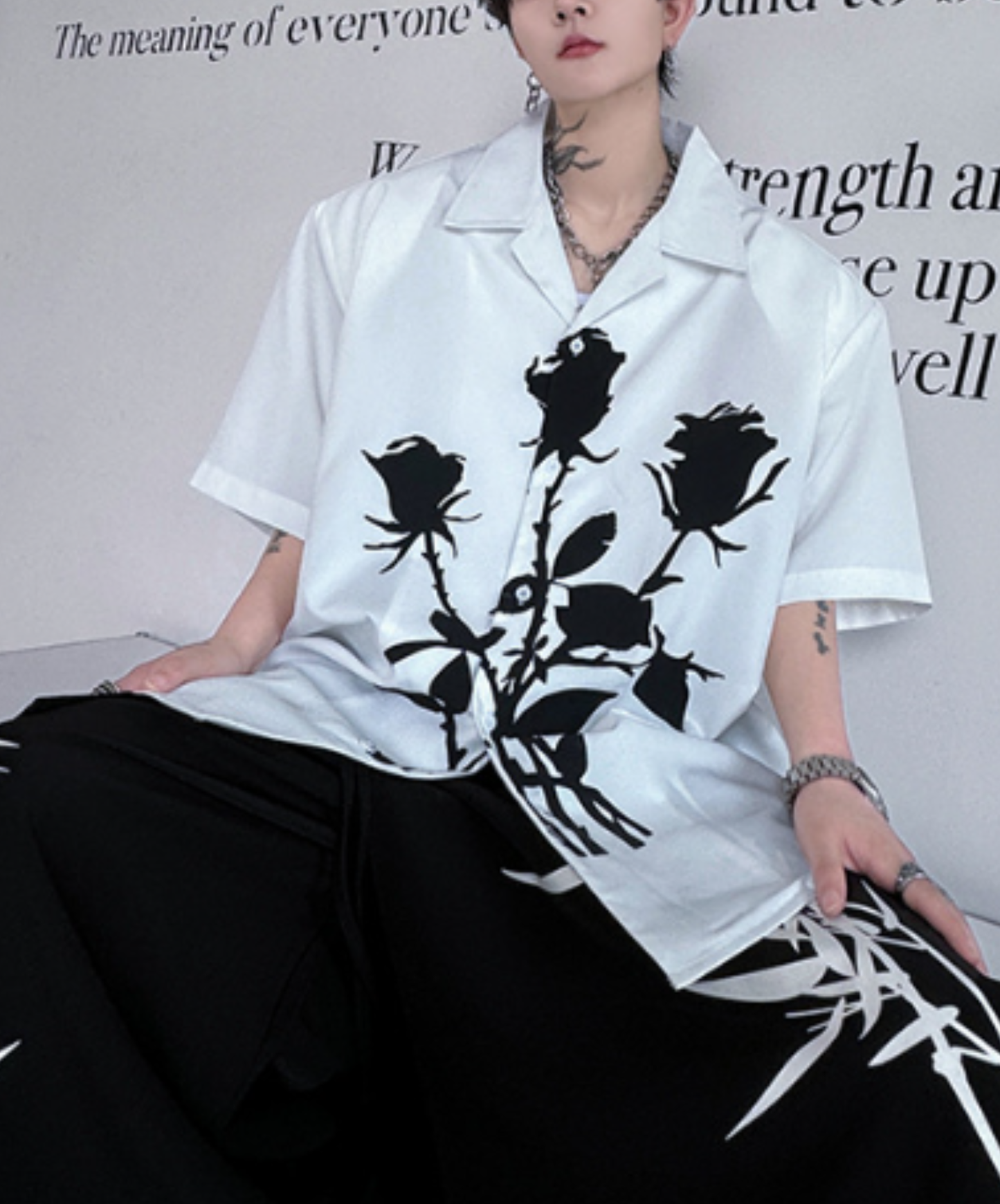 rose silhouette print shirt EN2905