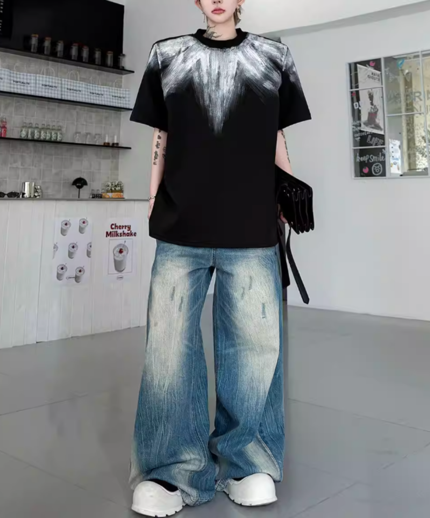 radial pattern short sleeves t-shirt EN2824