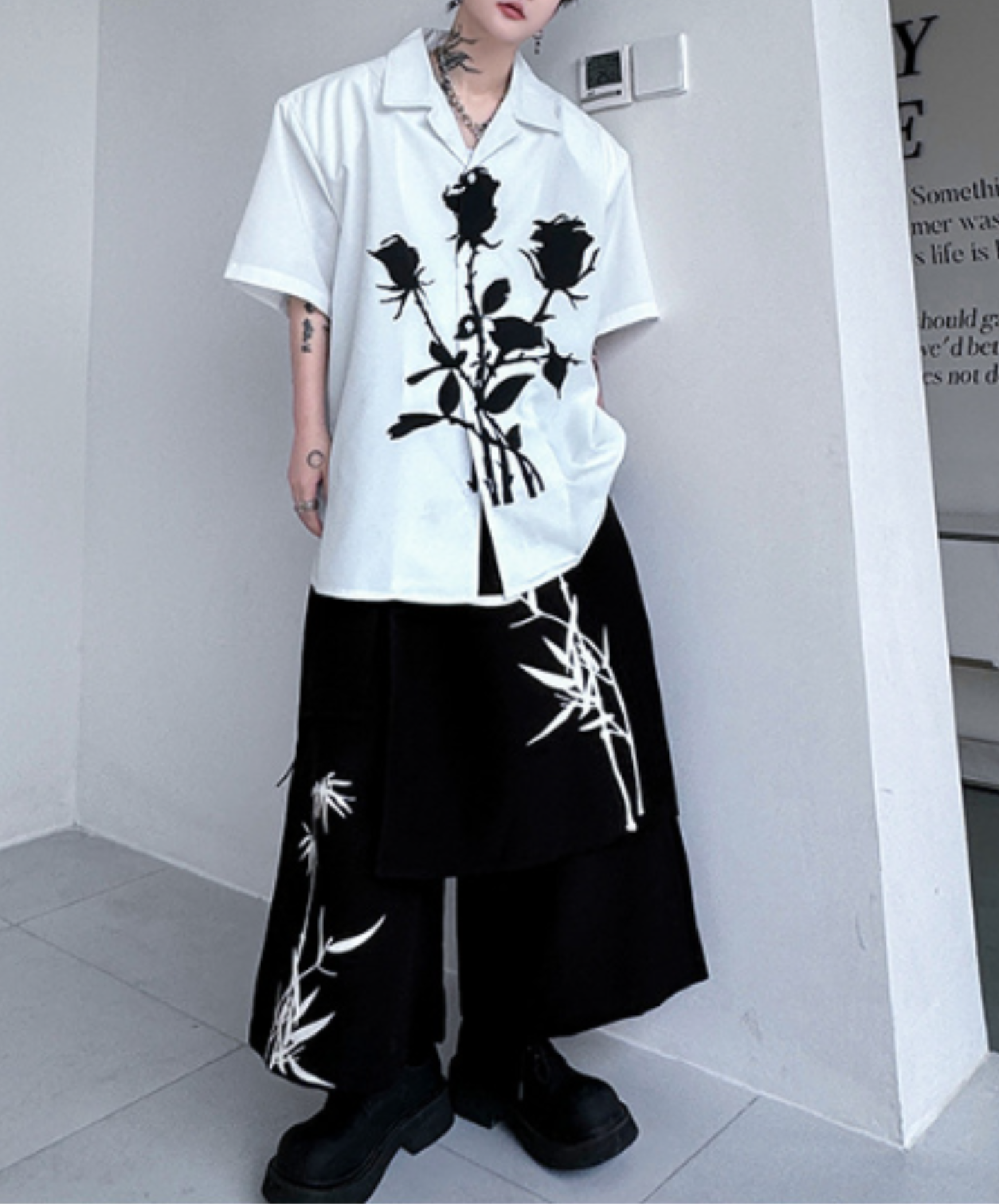 rose silhouette print shirt EN2905