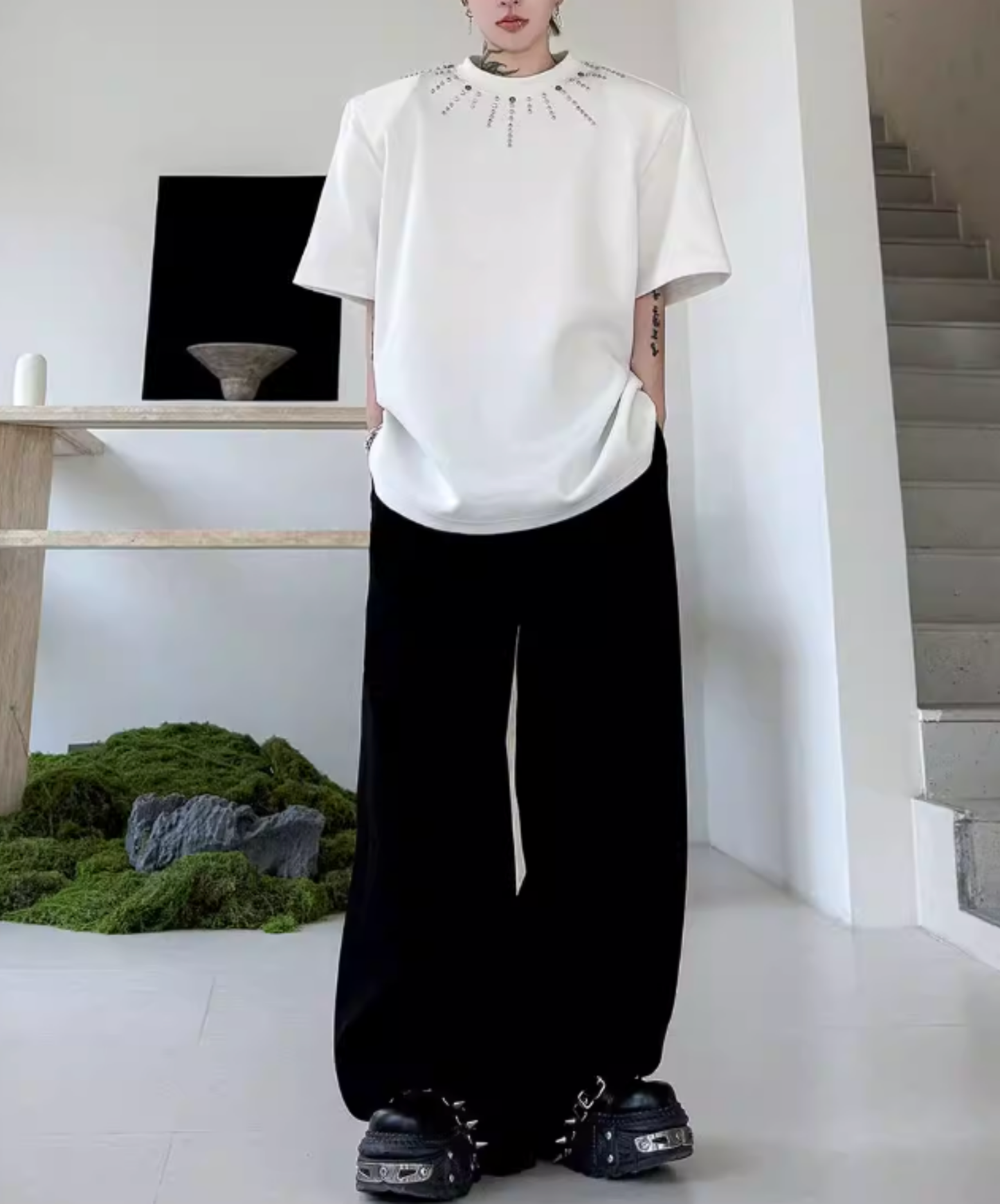 beaded meteor design t-shirt EN2826