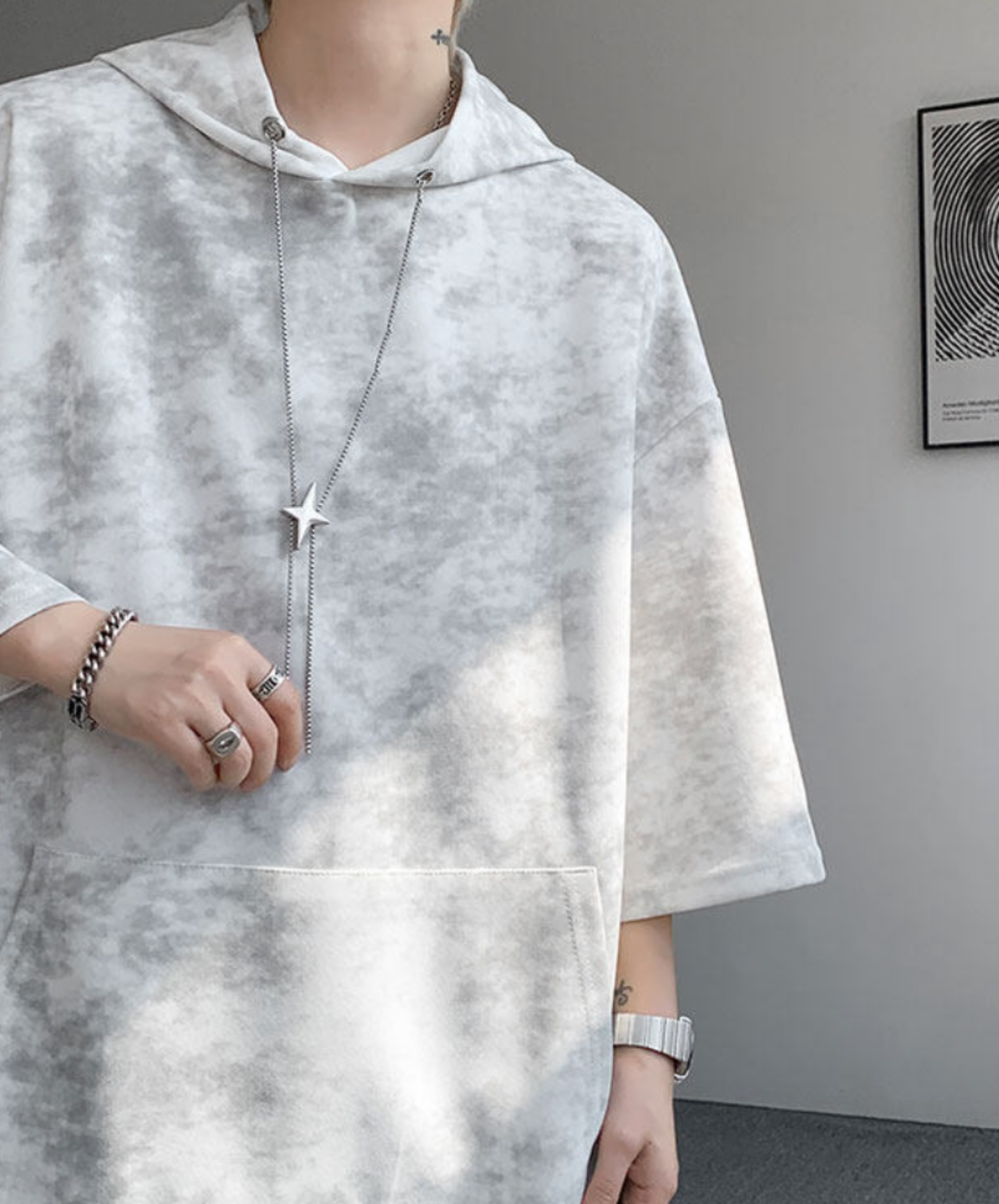 star motif neck strap hoodie EN2845