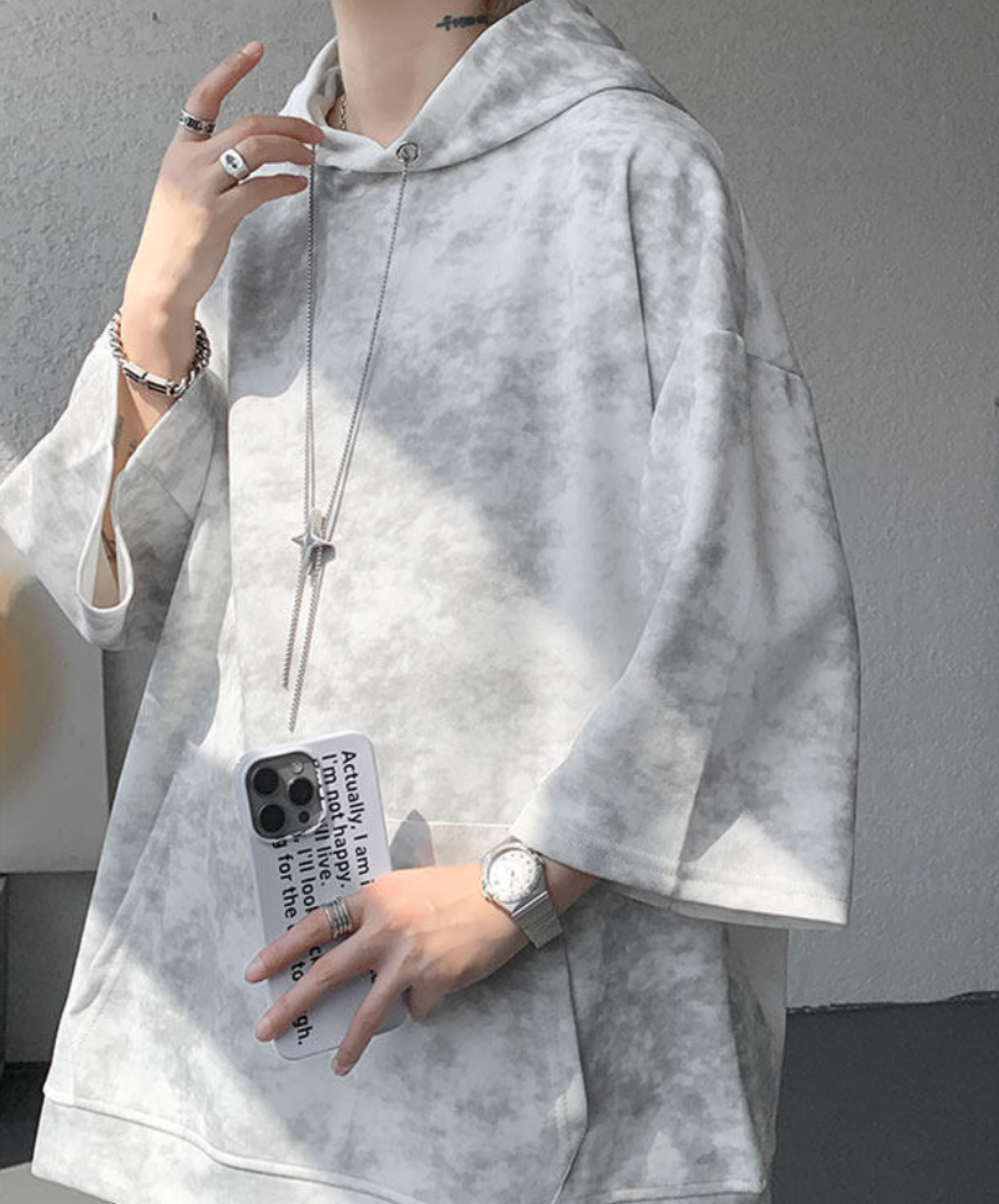 star motif neck strap hoodie EN2845