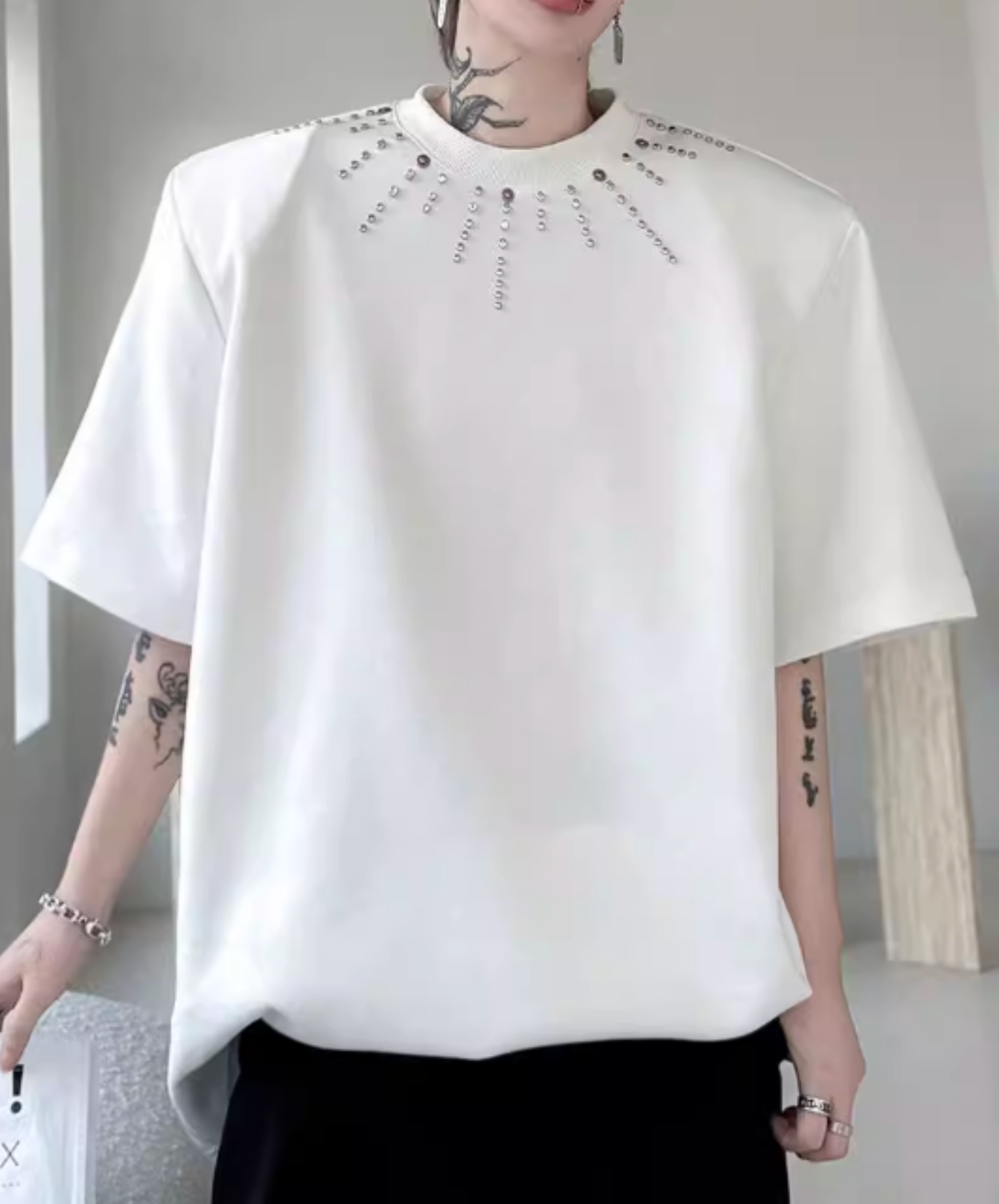 beaded meteor design t-shirt EN2826