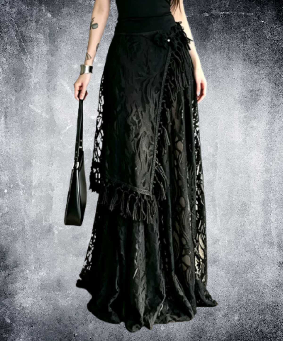 openwork pattern with fringe detailing skirt EN3219