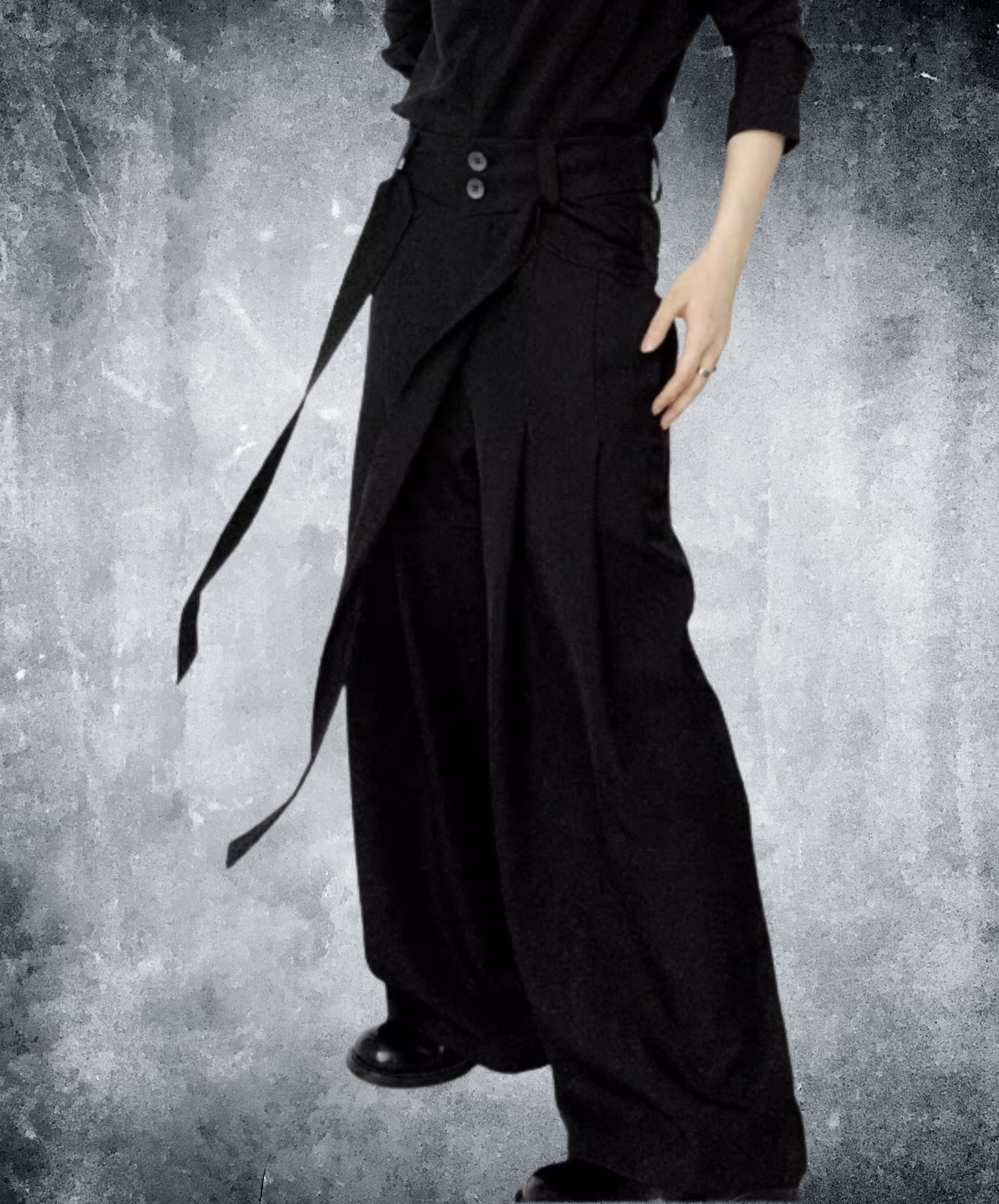 belt design straight casual slacks pants EN2964
