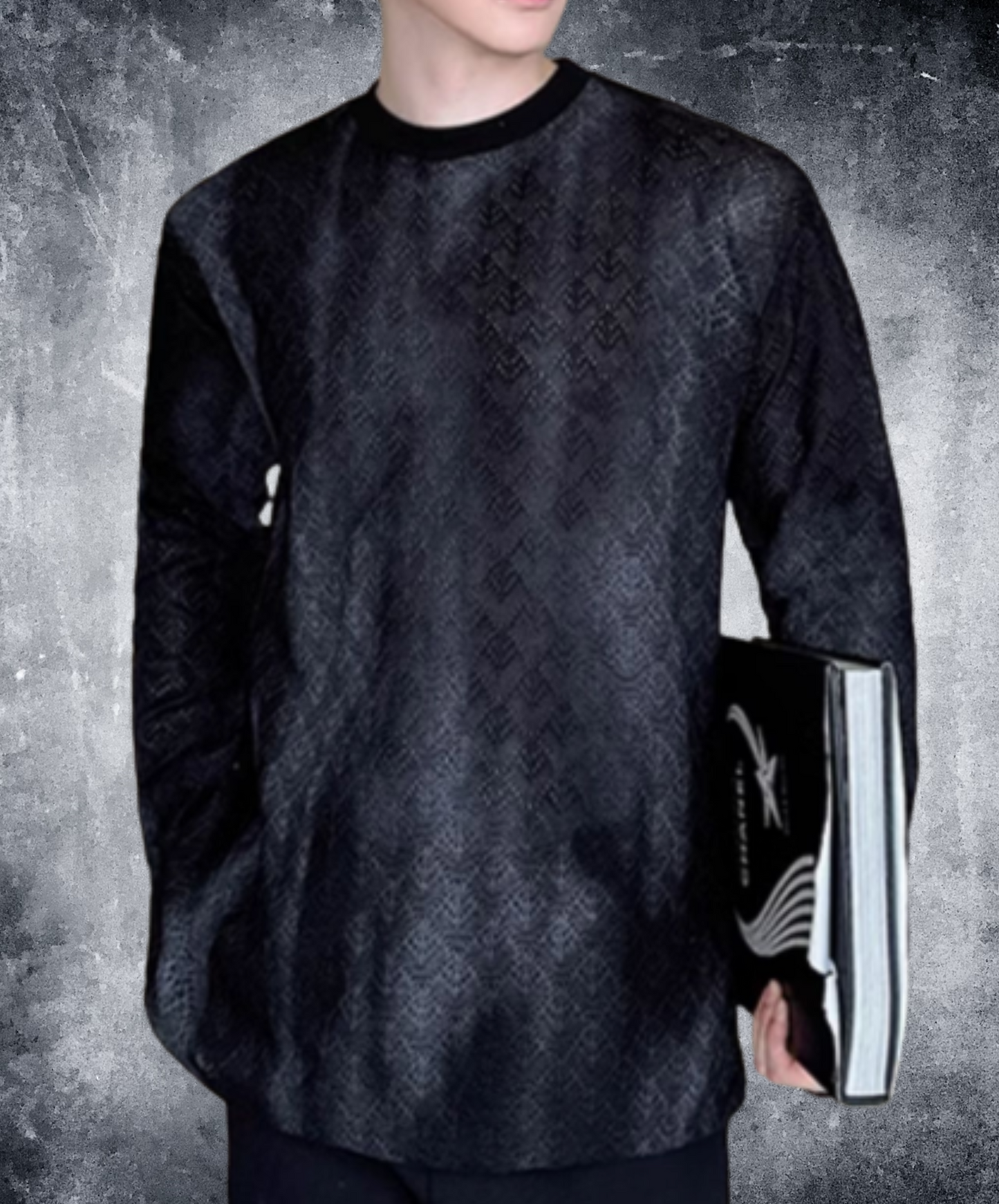 dark sheer jacquard long t-shirt EN2377