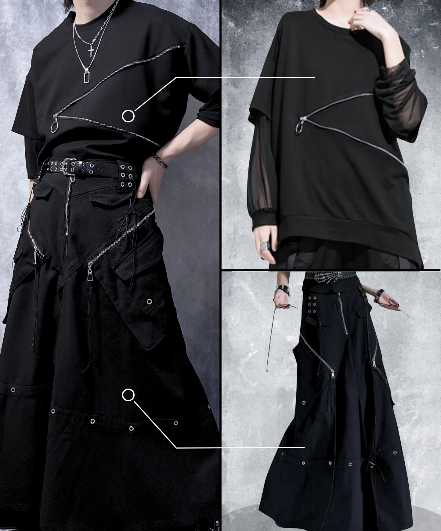 【style104】dark mode outfit set EN3043（t-shirt + skirt set）