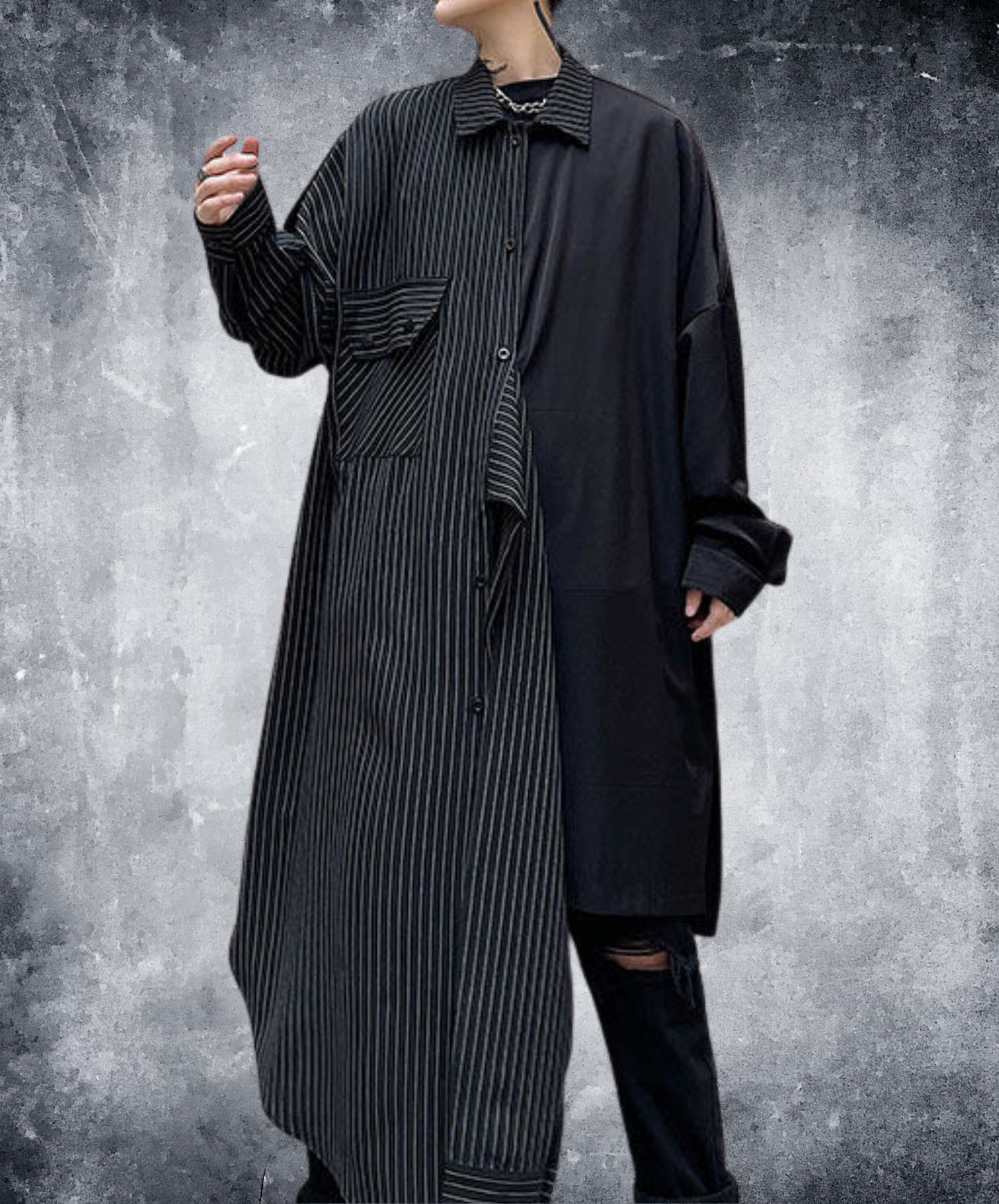 fake two-piece asymmetrical long shirt EN2762