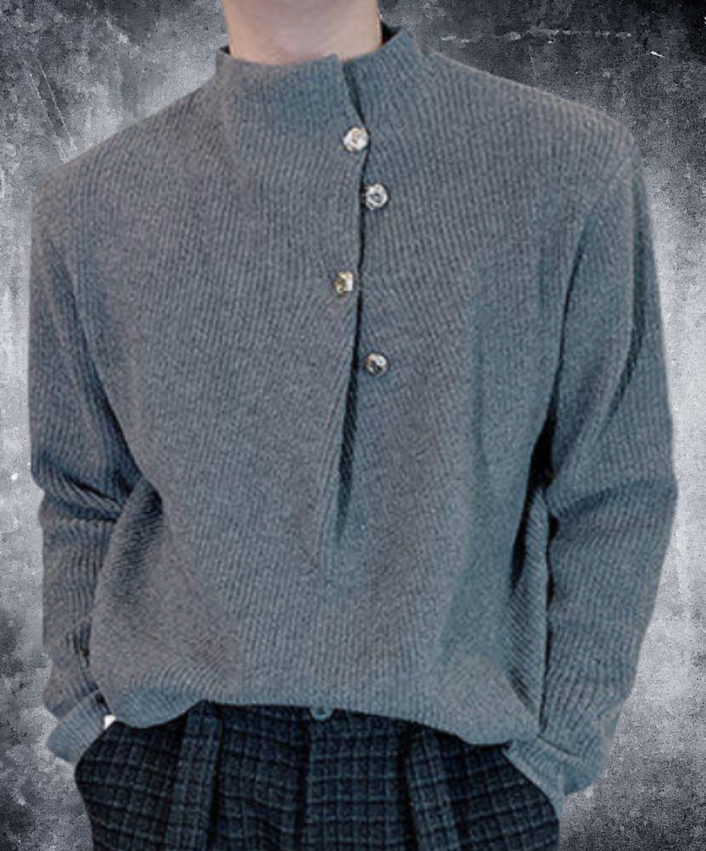 semi-high neck button sweater EN2636