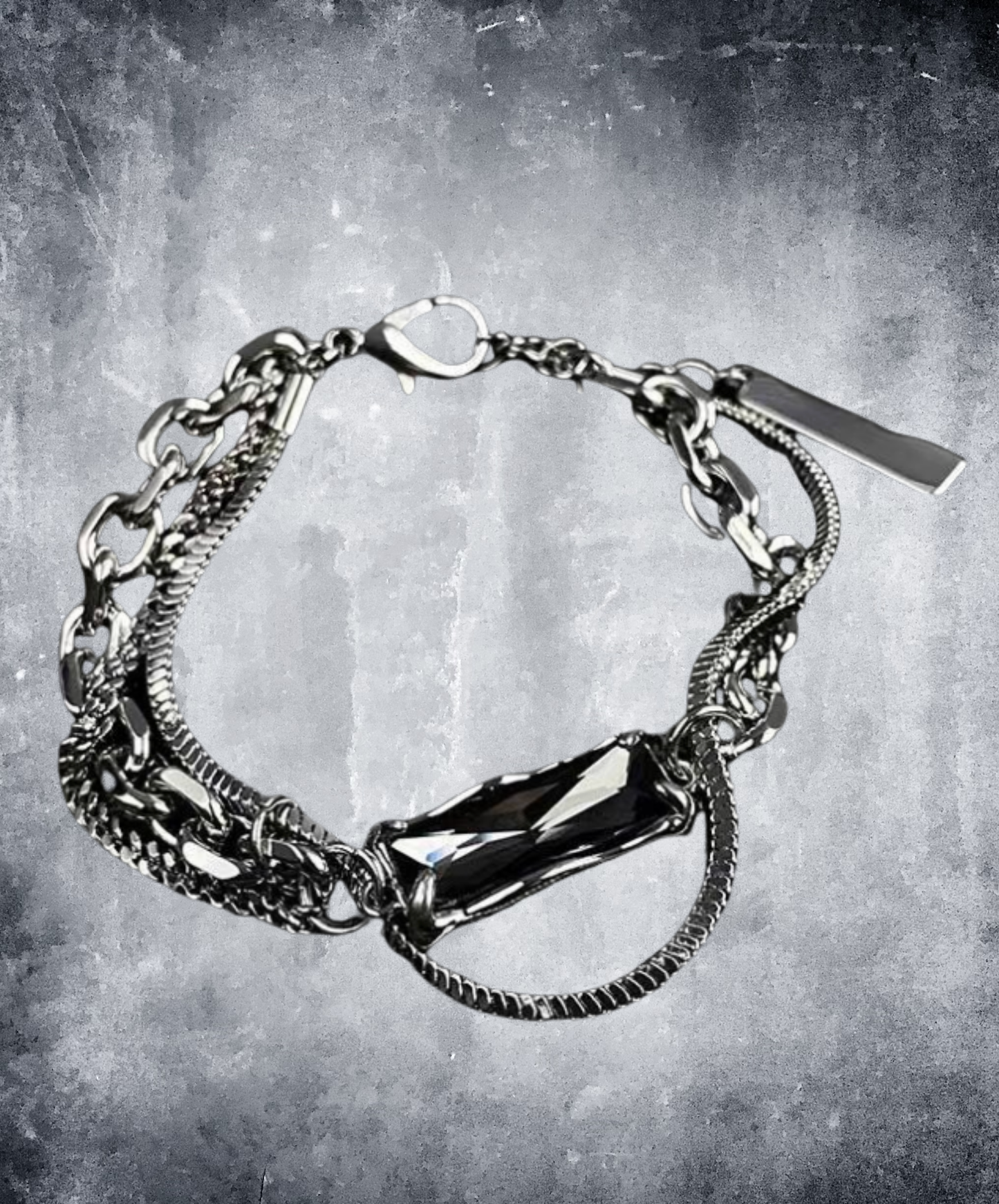 three types of chains with stones bracelet EN2758