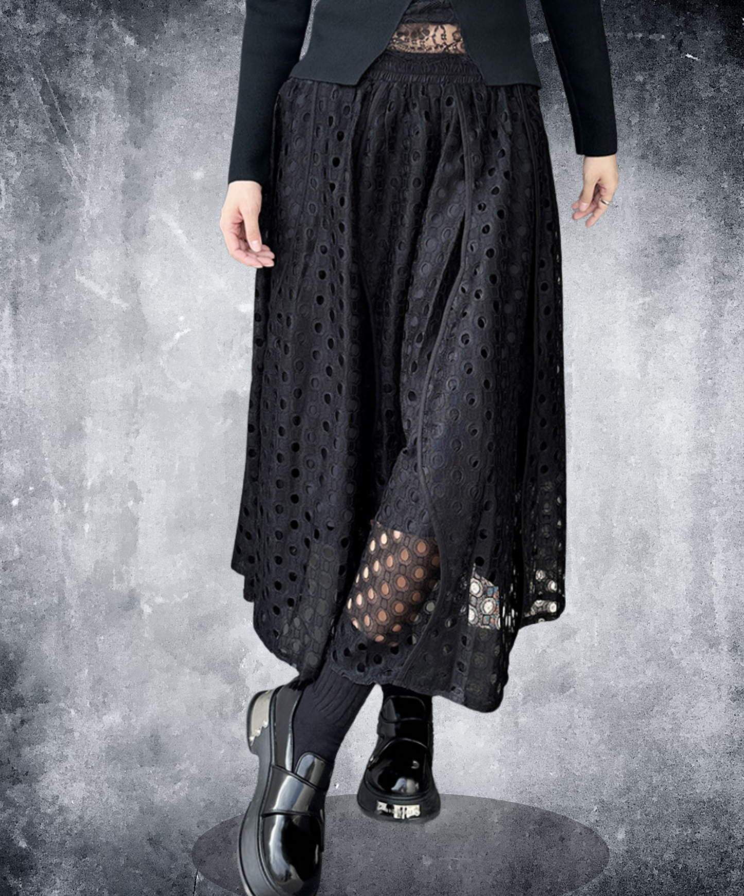 dark eyelet lace a-line skirt EN2335