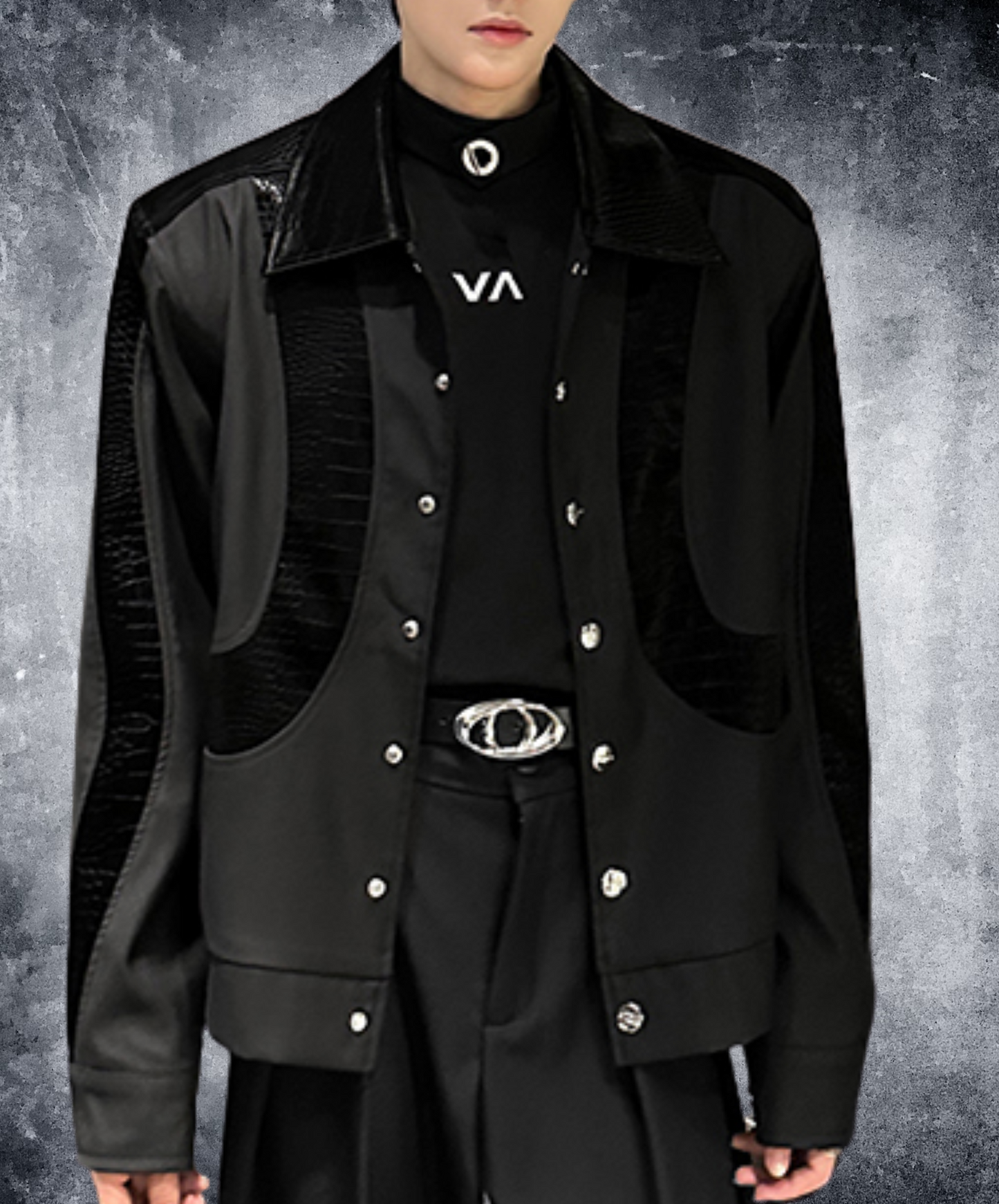 retro pu snakeskin pattern jacket EN2494