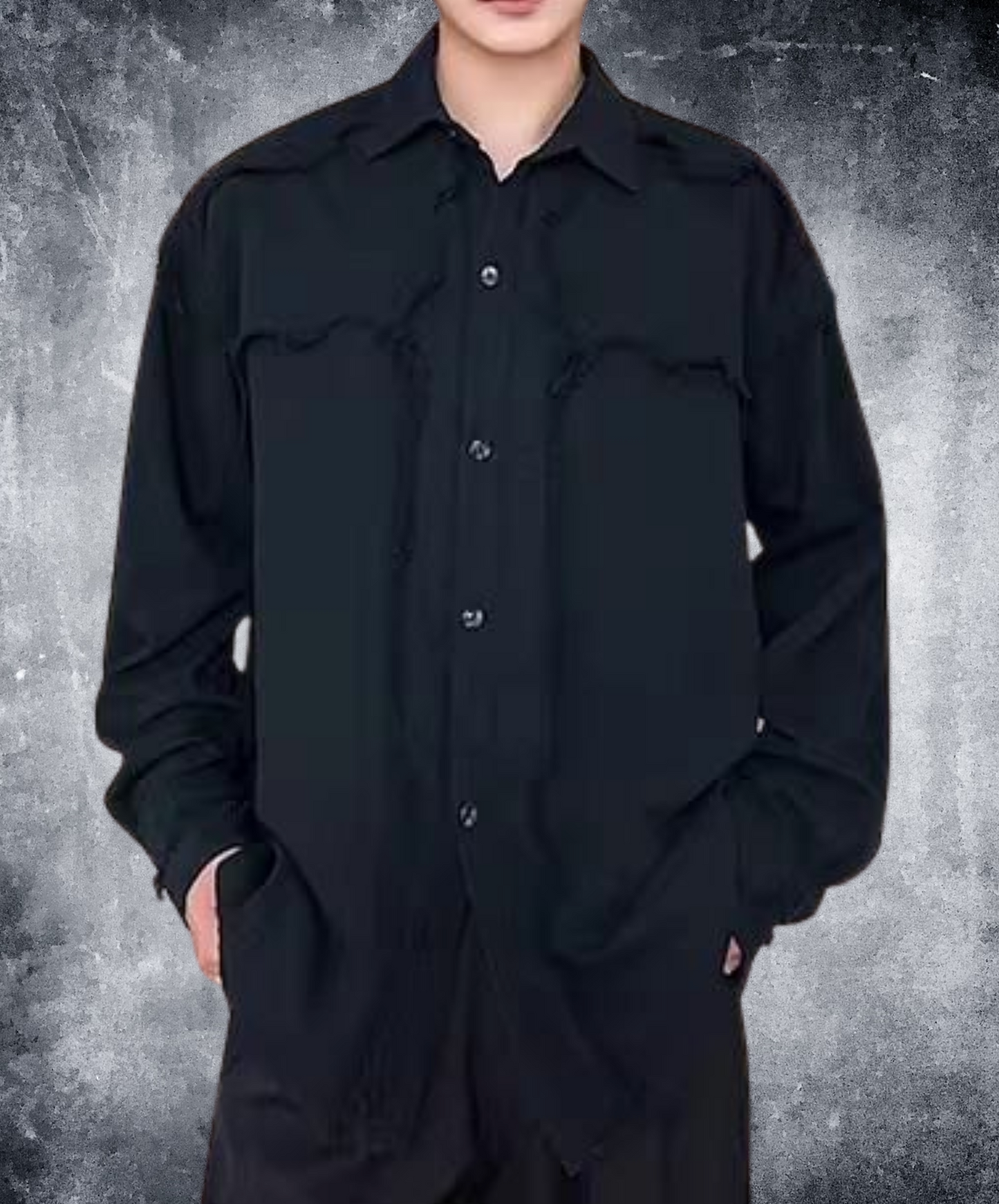 dark thin fringed jacquard shirt EN2376