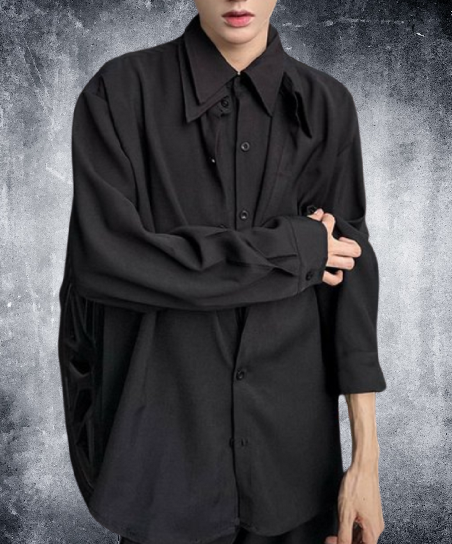 dark double-collar fake two-piece shirt EN2340