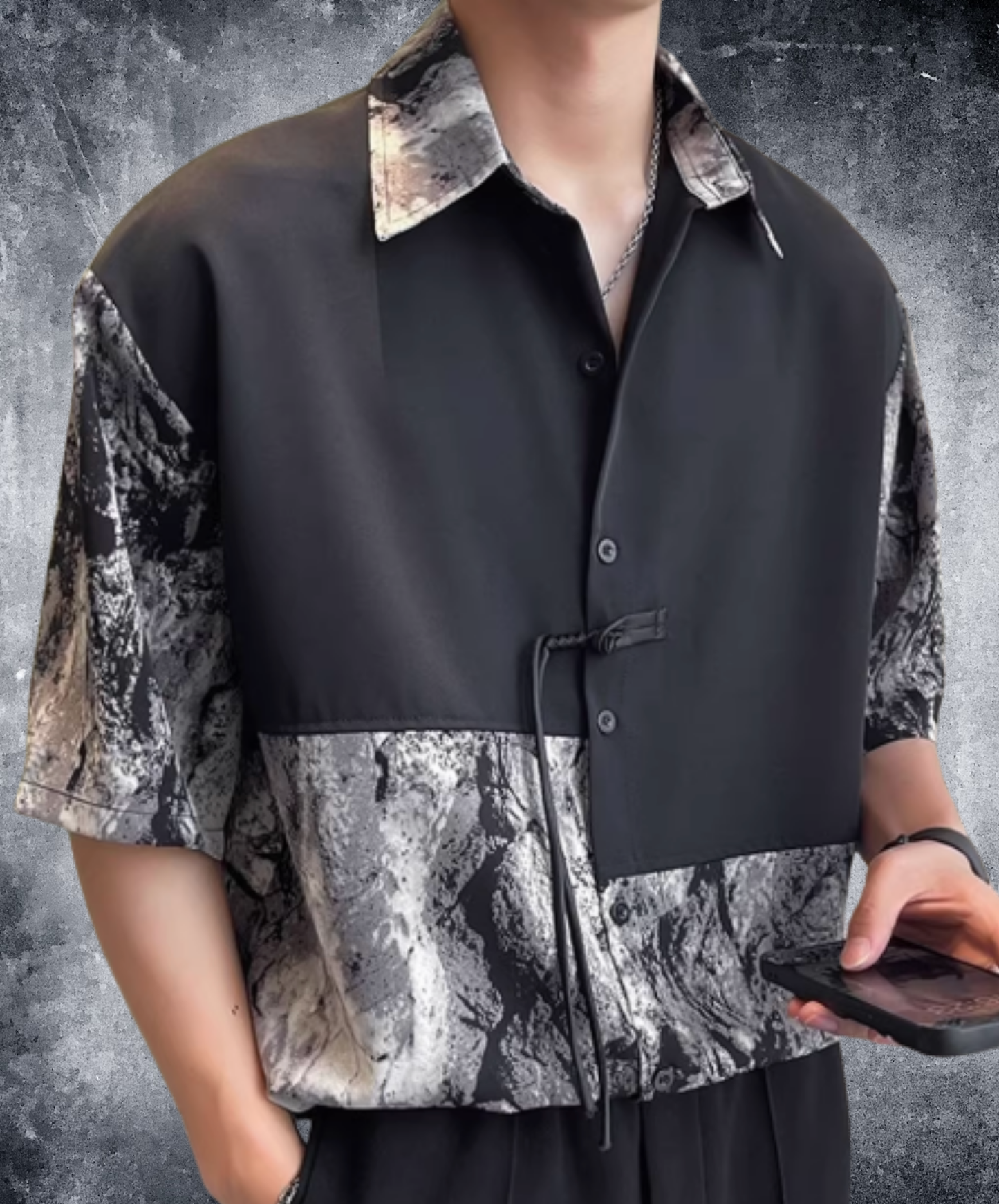 color block asymmetrical shirt EN2811