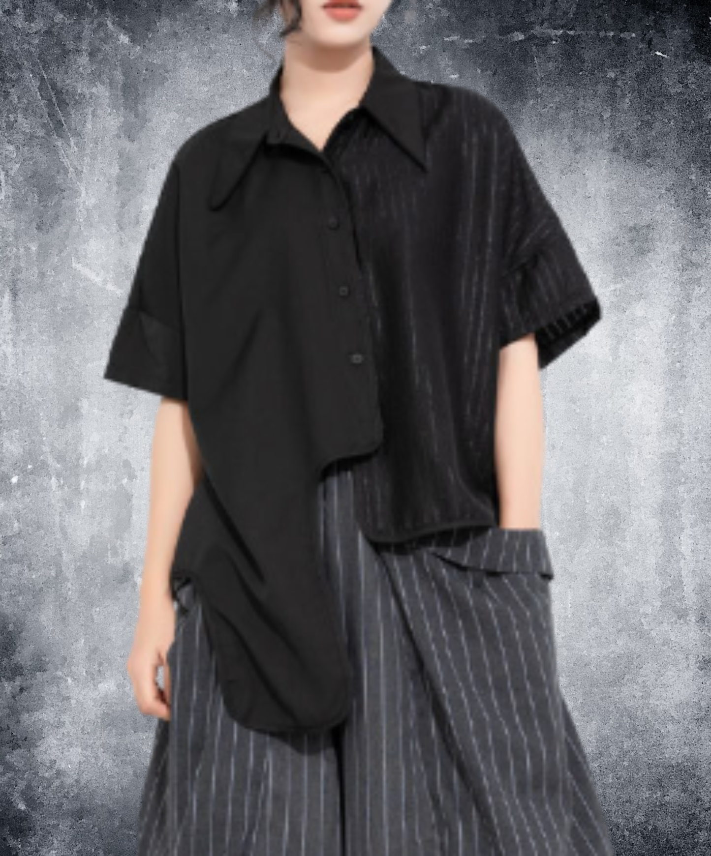 Irregular hem design, short length shirt EN2957