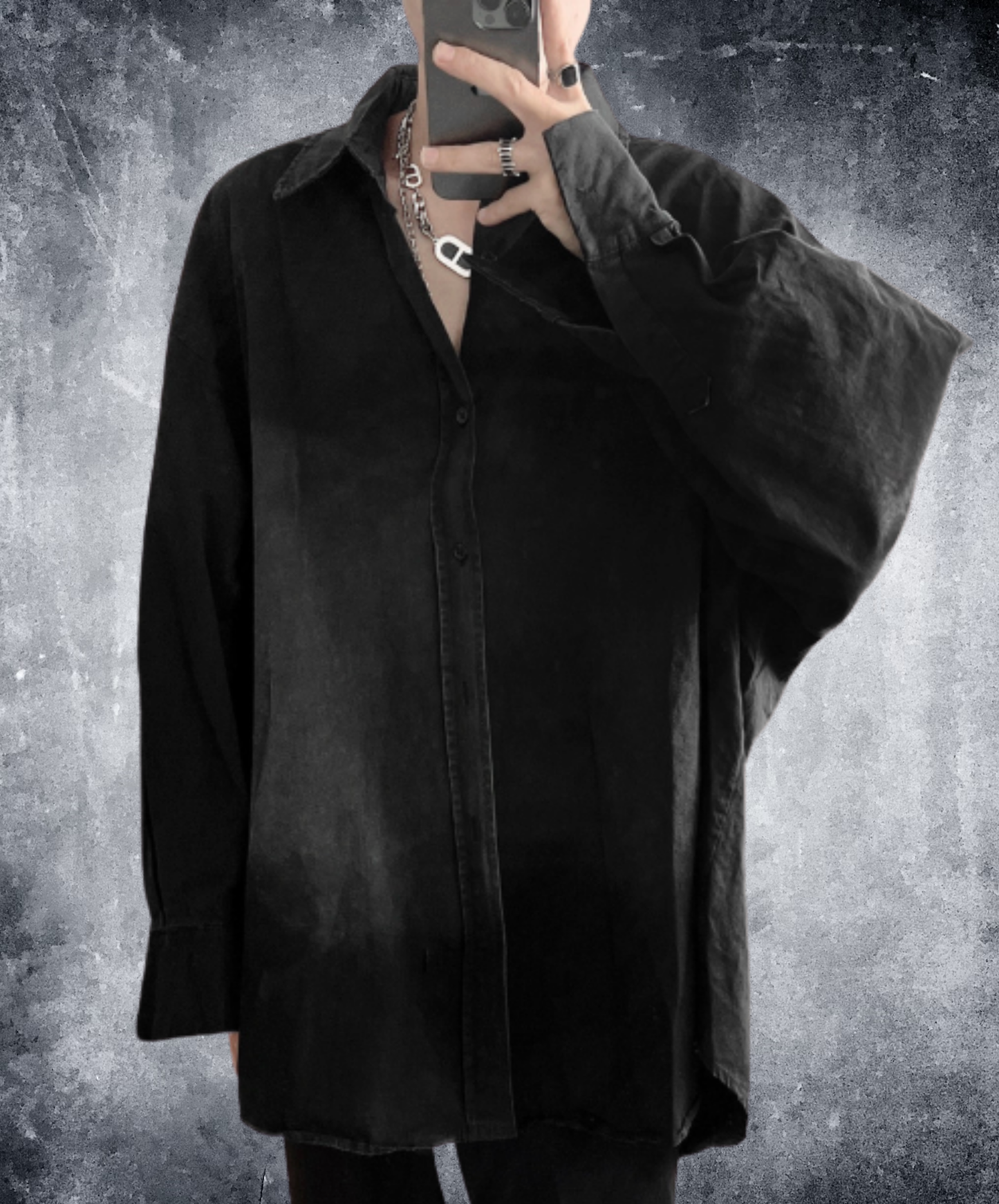 dark faded, distressed design shirt EN2765