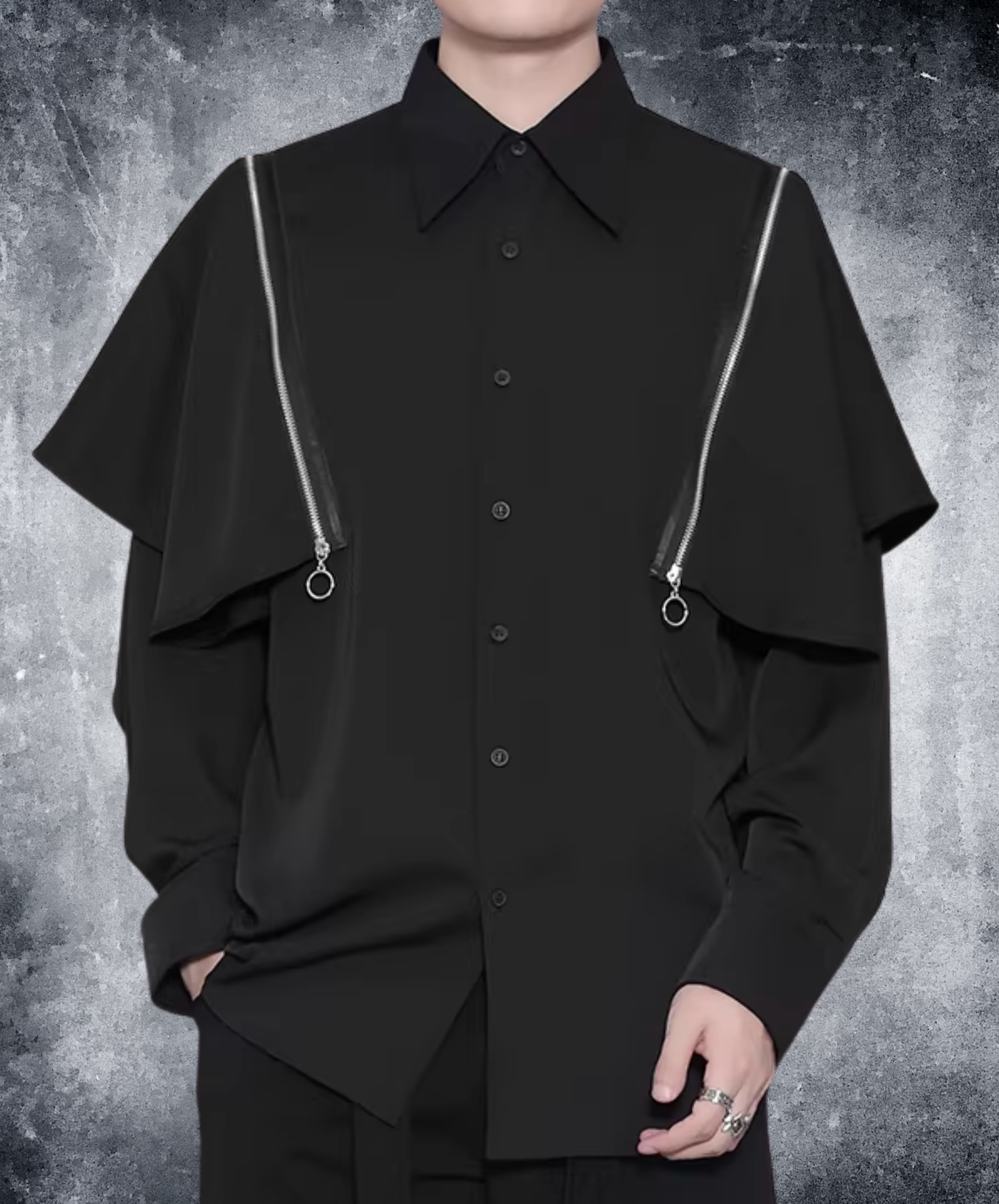 dark detachable zippered two-piece shirt EN2830