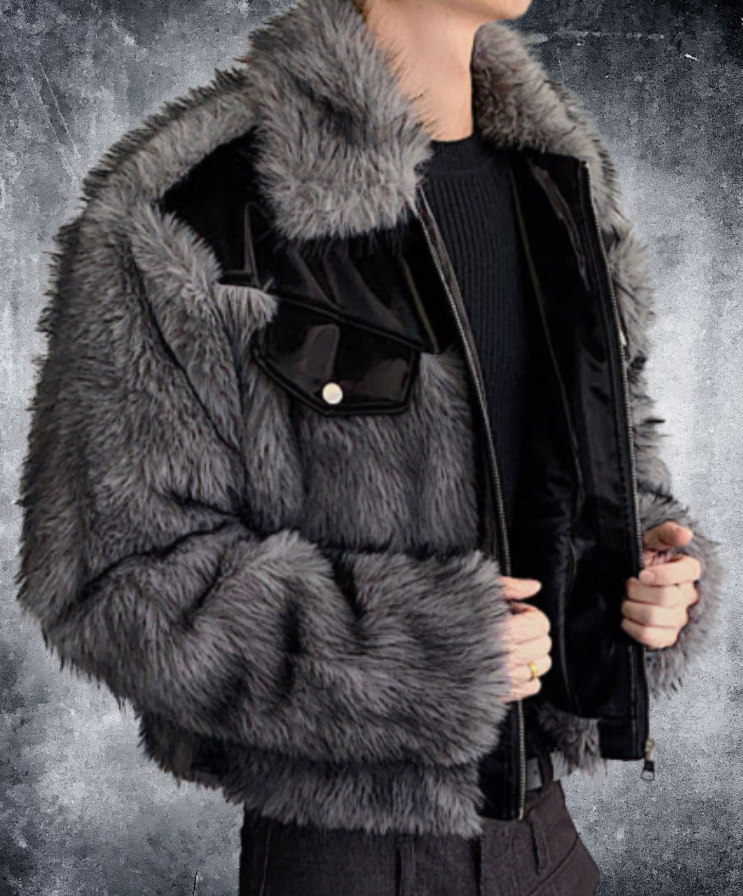 mink fur-like mixed material jacket EN2518