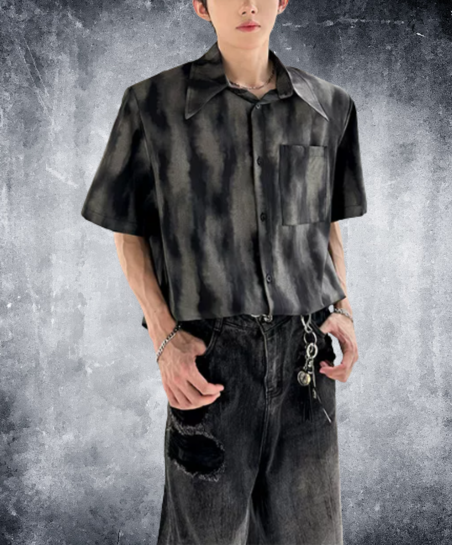 retro ink wash tie-dye shirt EN2889