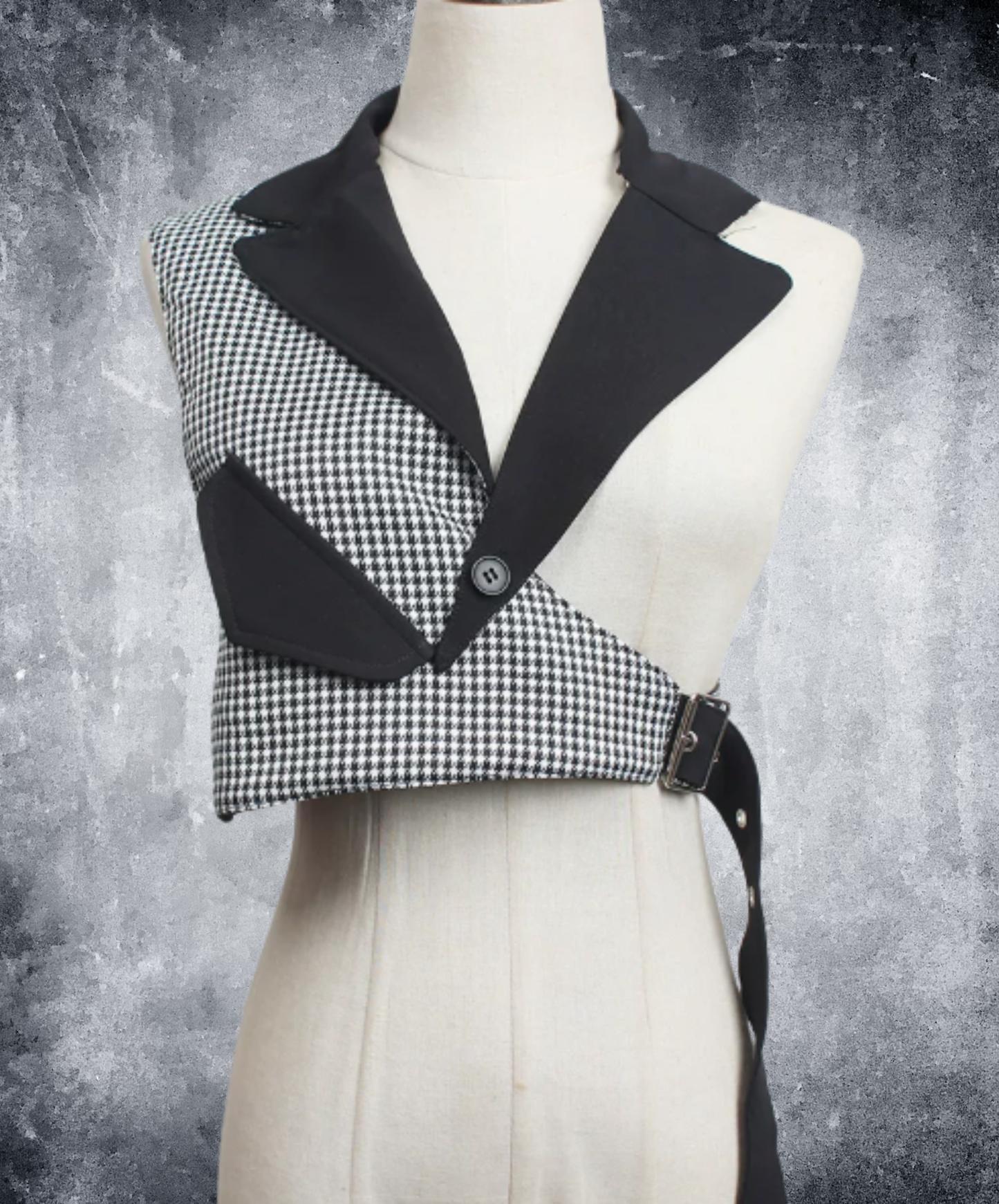 dark asymmetrical mashu design vest  EN3082
