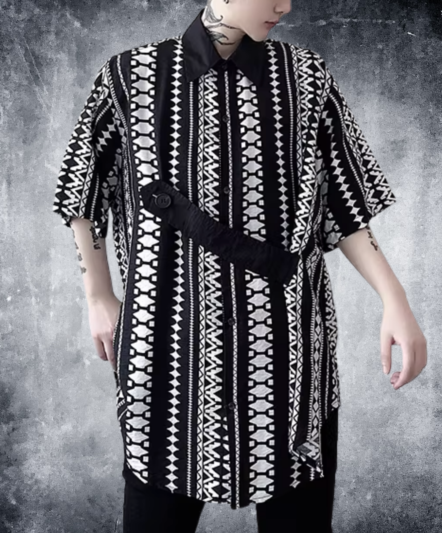 ethnic-like patterns stripe shirt EN2815