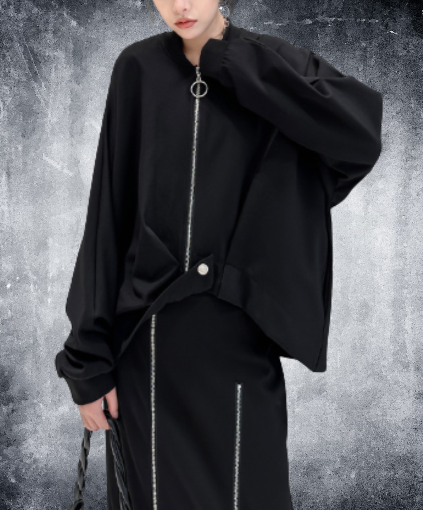 cropped length with ring zipper jacket EN3110