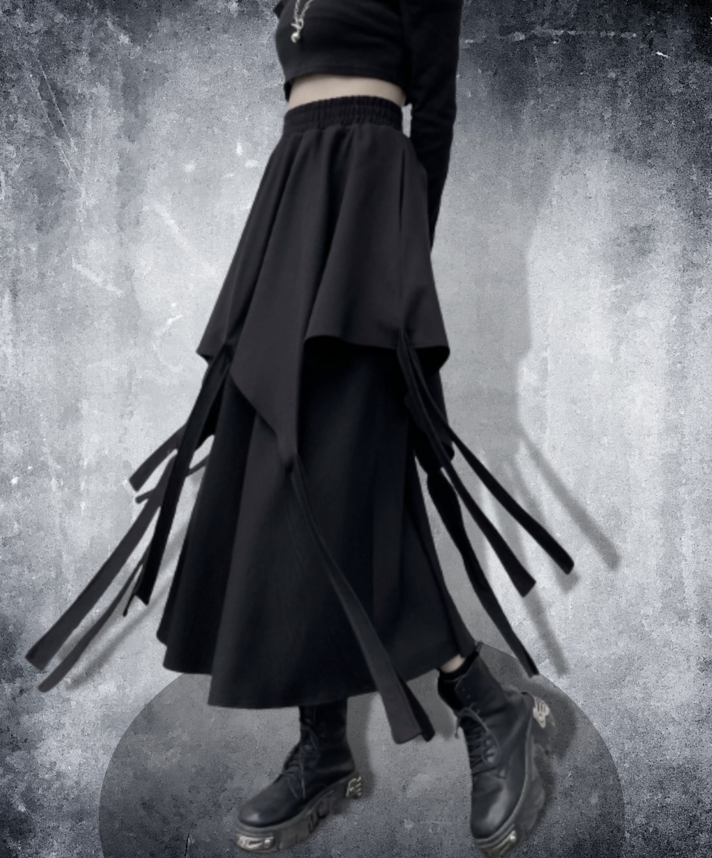 dark multi ribbon double layer skirt EN1009