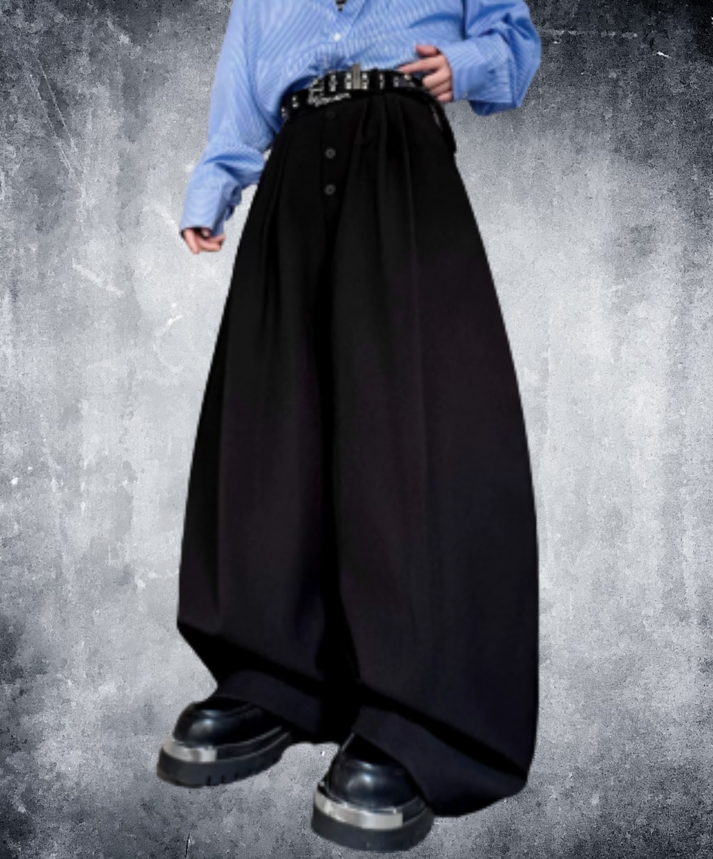 casual curve line wide pants EN2912