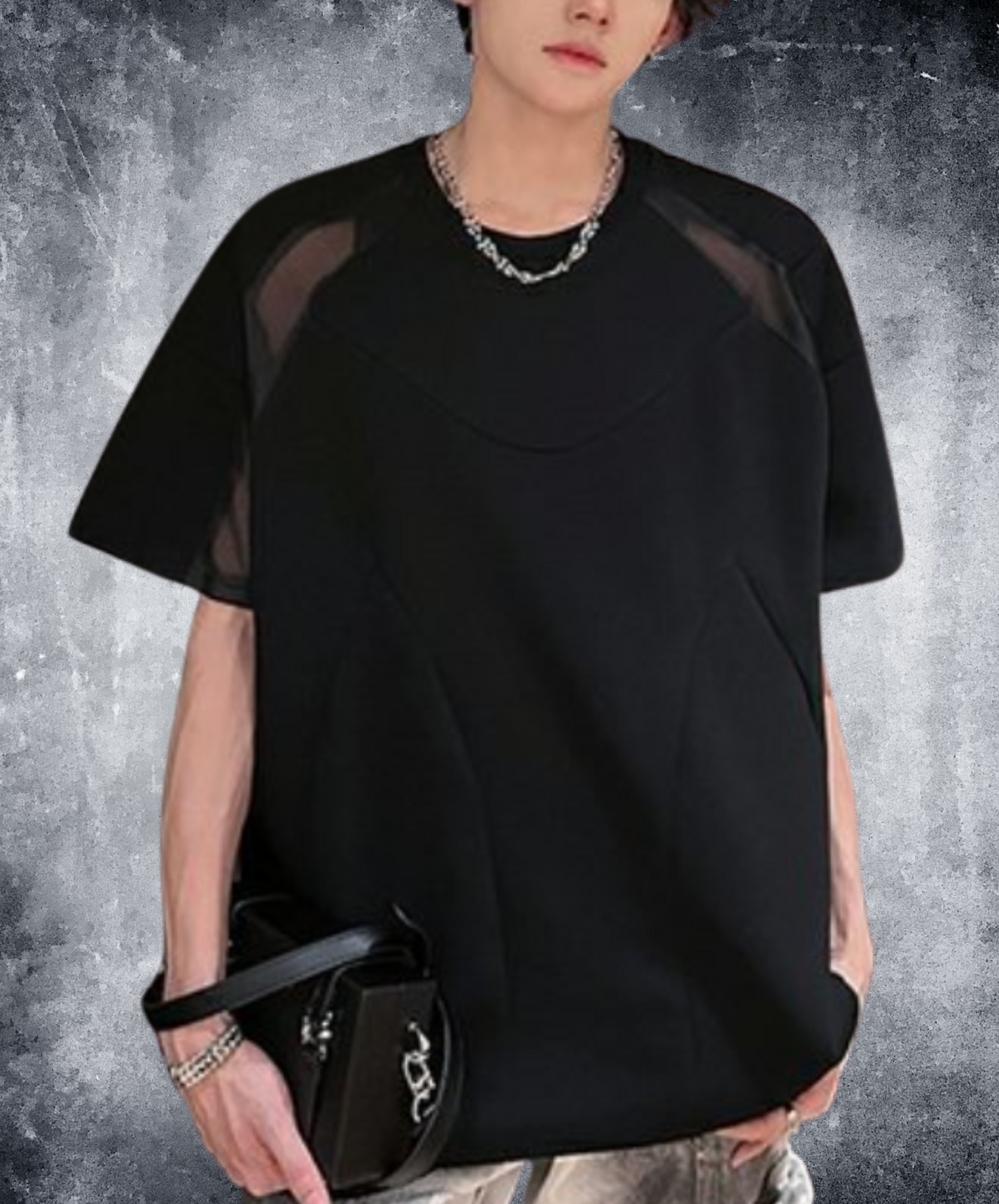 see-through shoulder line t-shirt EN2068