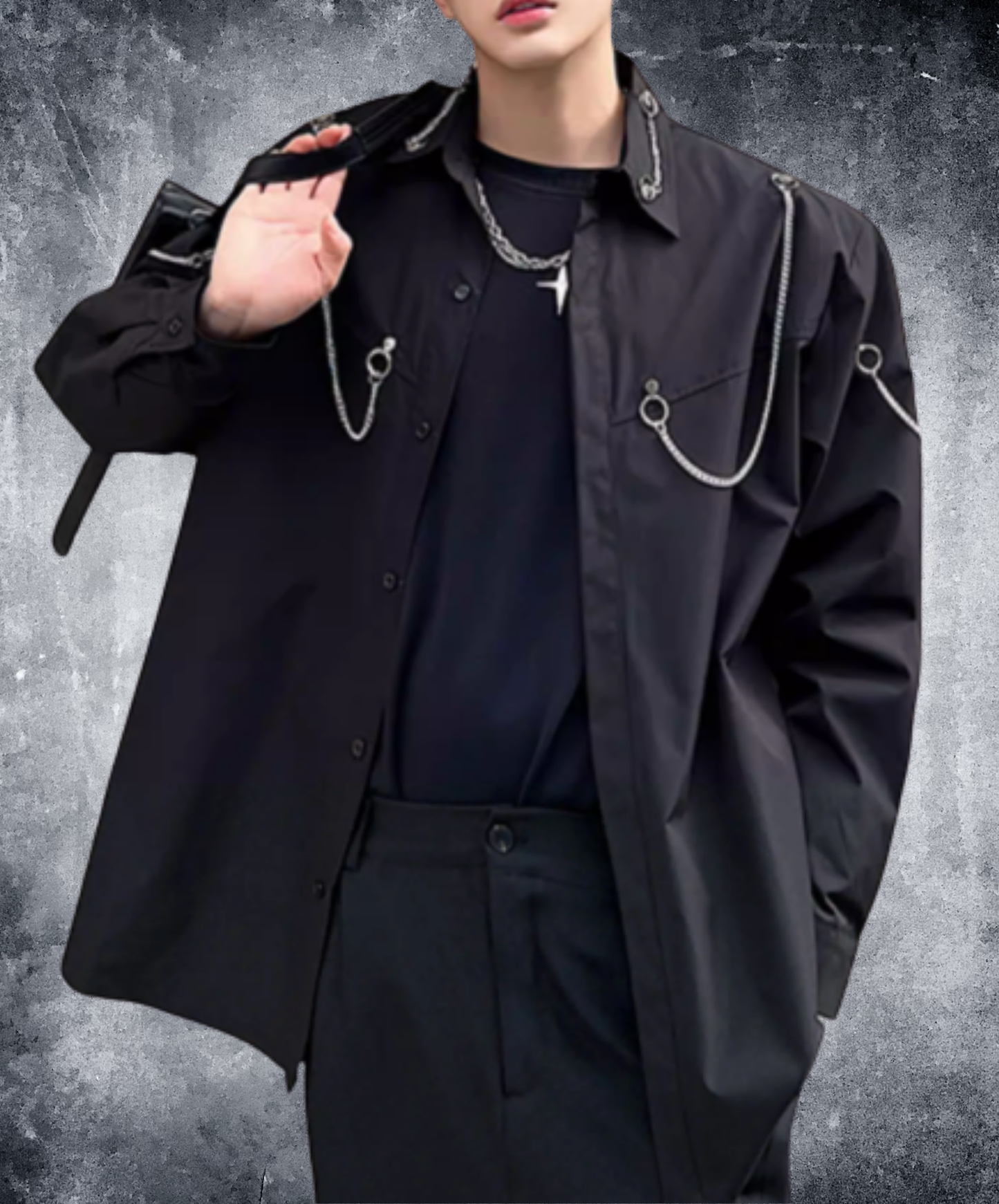 korean-style chain decoration shirt EN2836