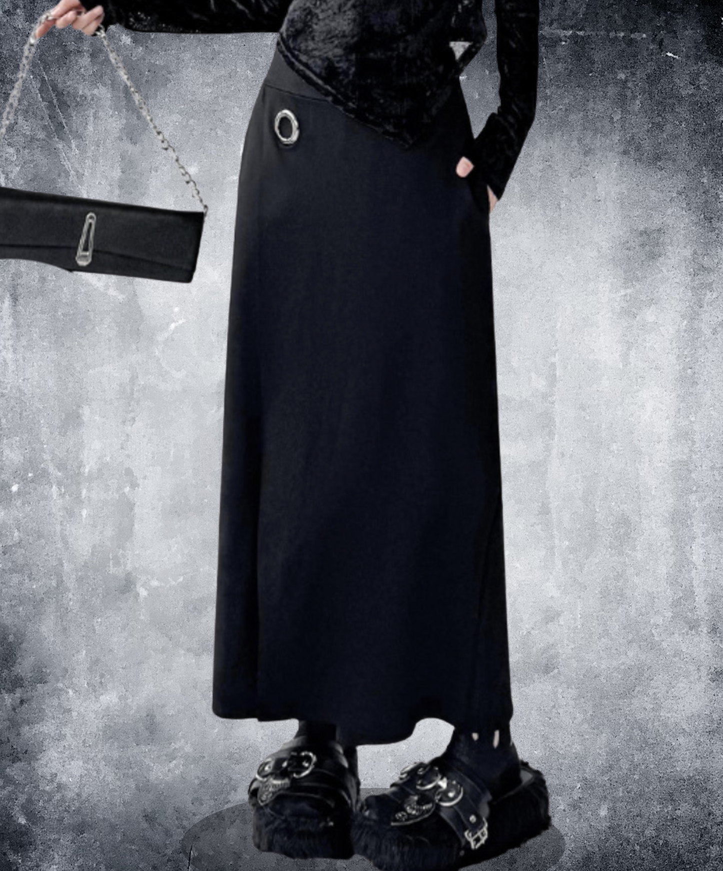 silver metal ring included wide pants EN2332