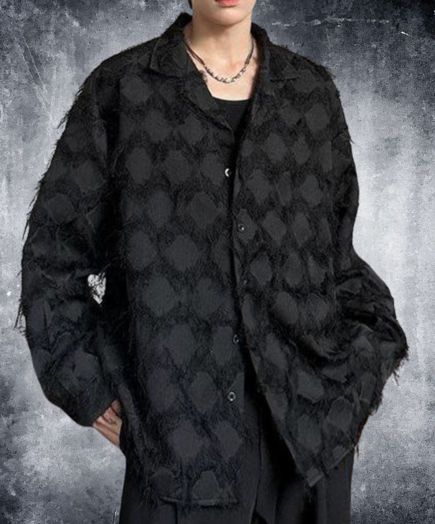 diamond pattern fringe decoration shirt EN2658