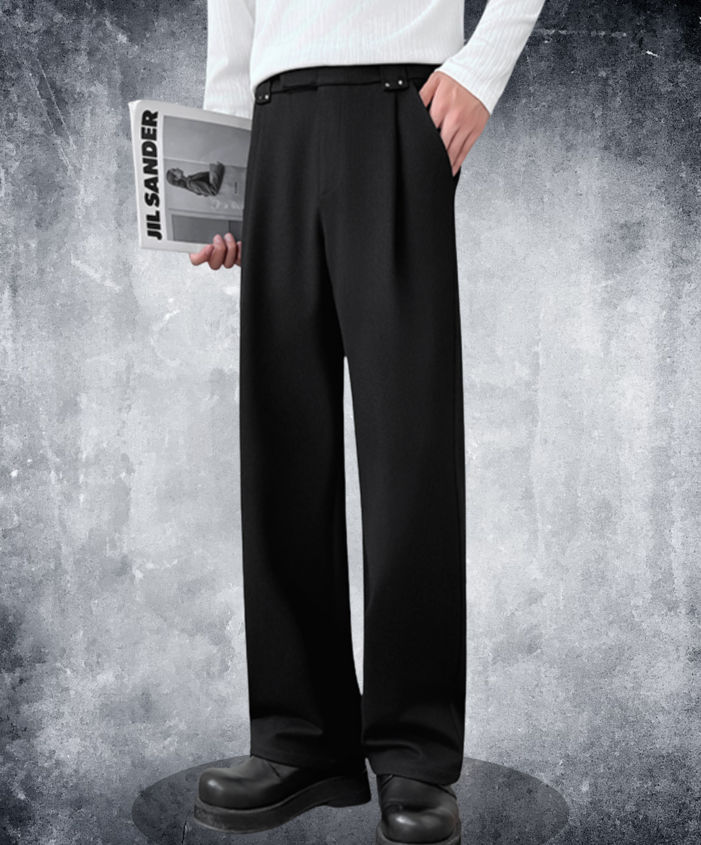 dark wool blend stripes pants EN2546