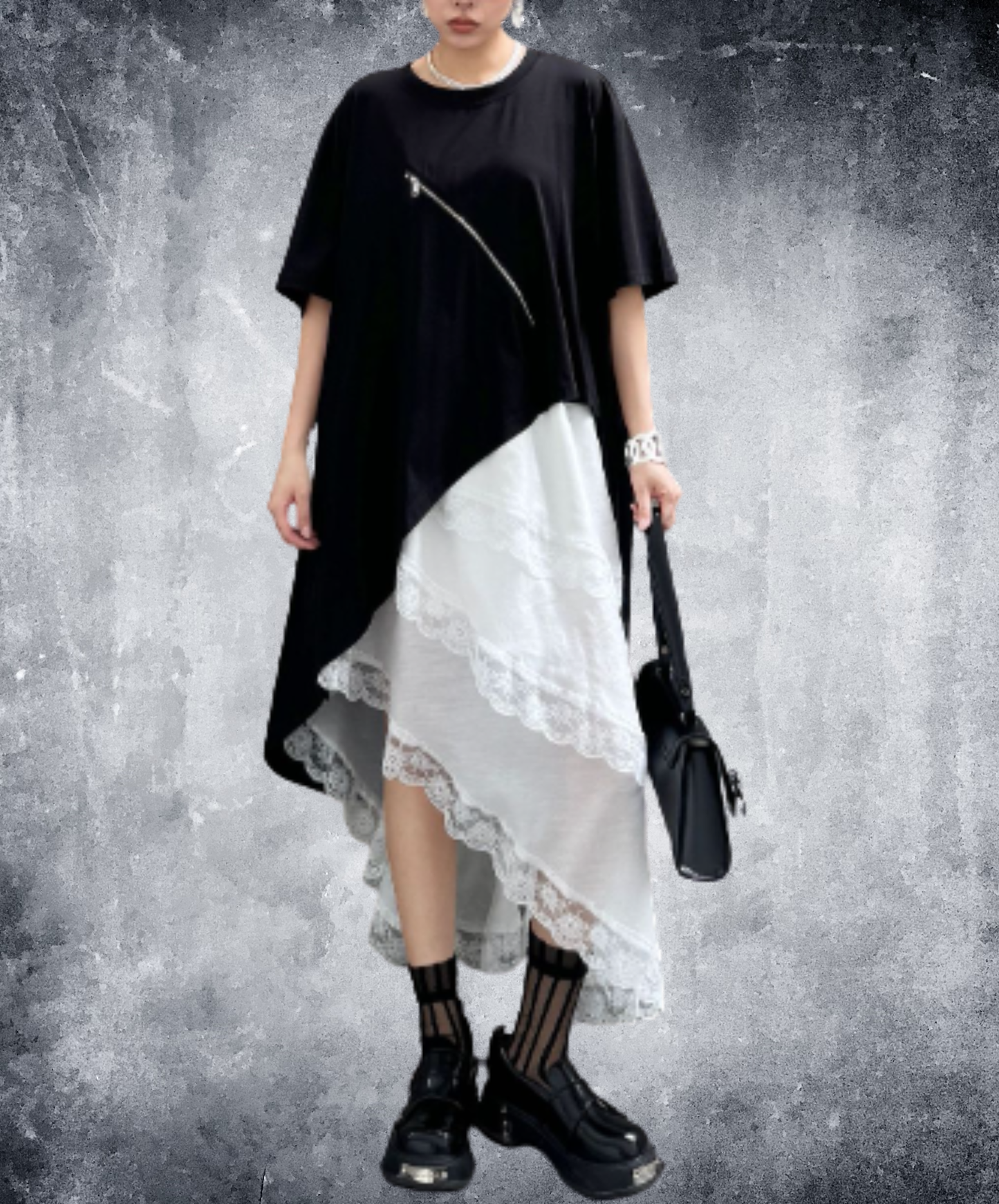 Irregular design mid-length t-shirt EN2987