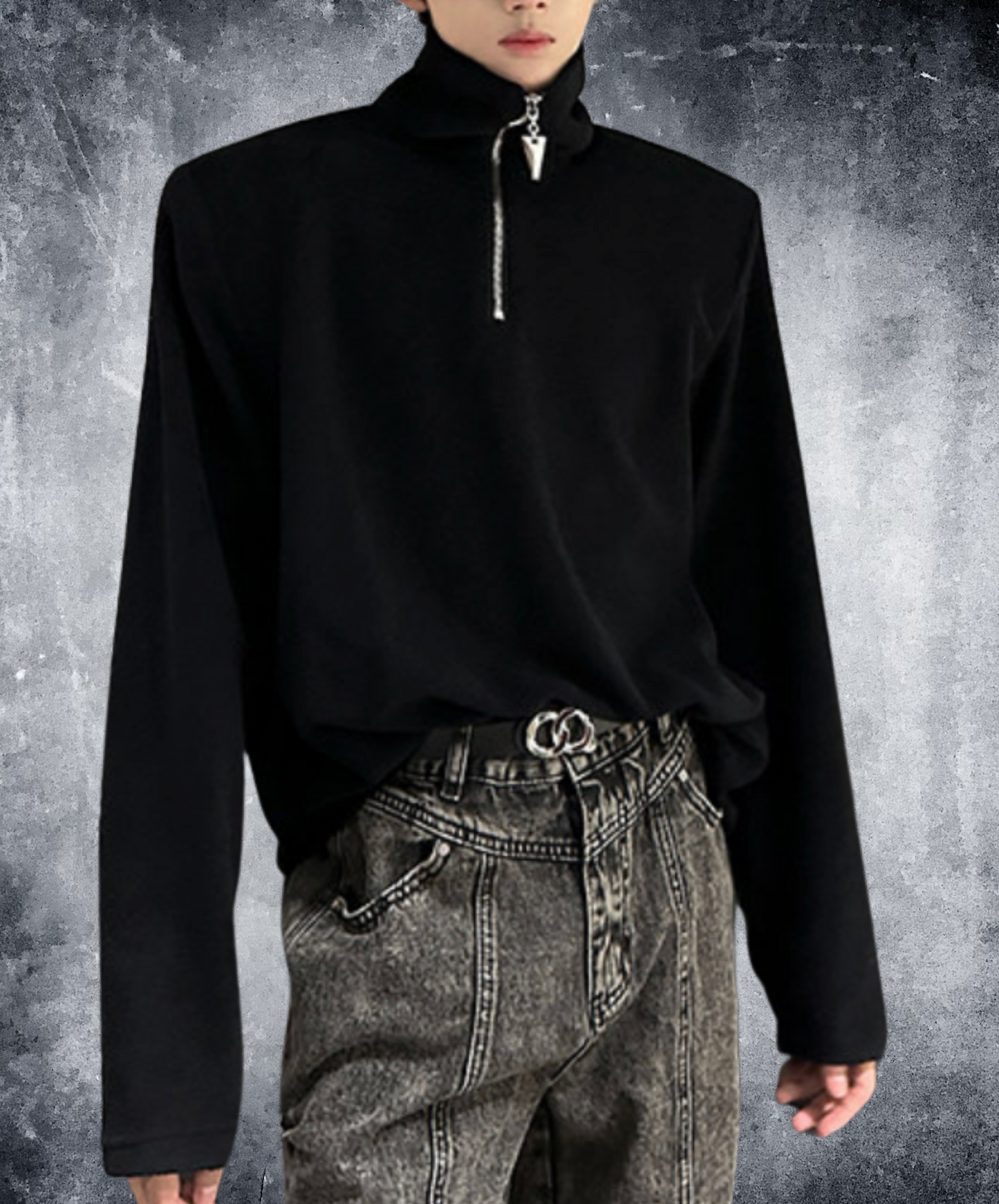 dark half-zip neck sweatshirts EN2637