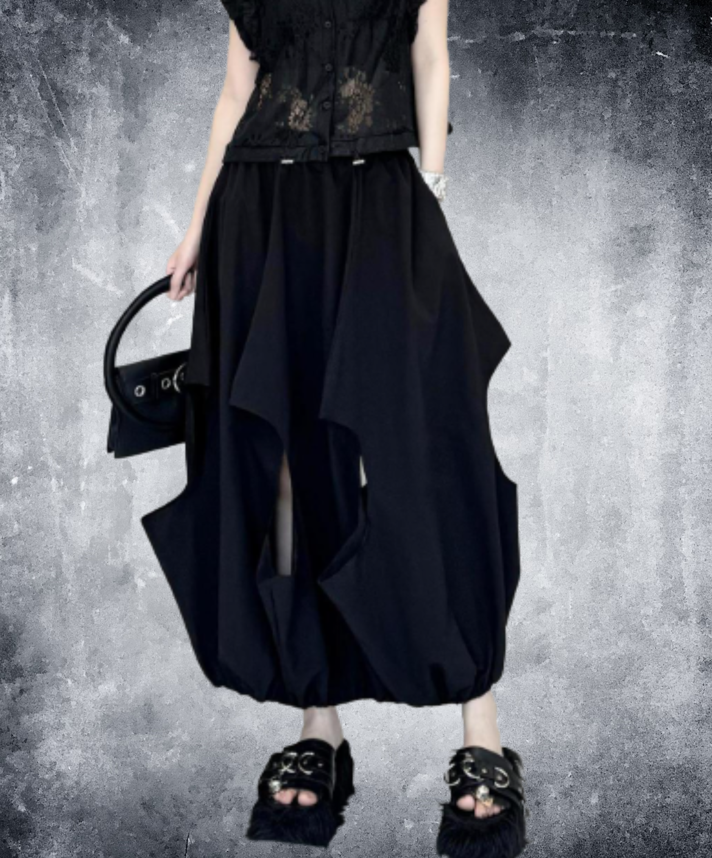 dark Irregular cutout tulip design skirt EN3078