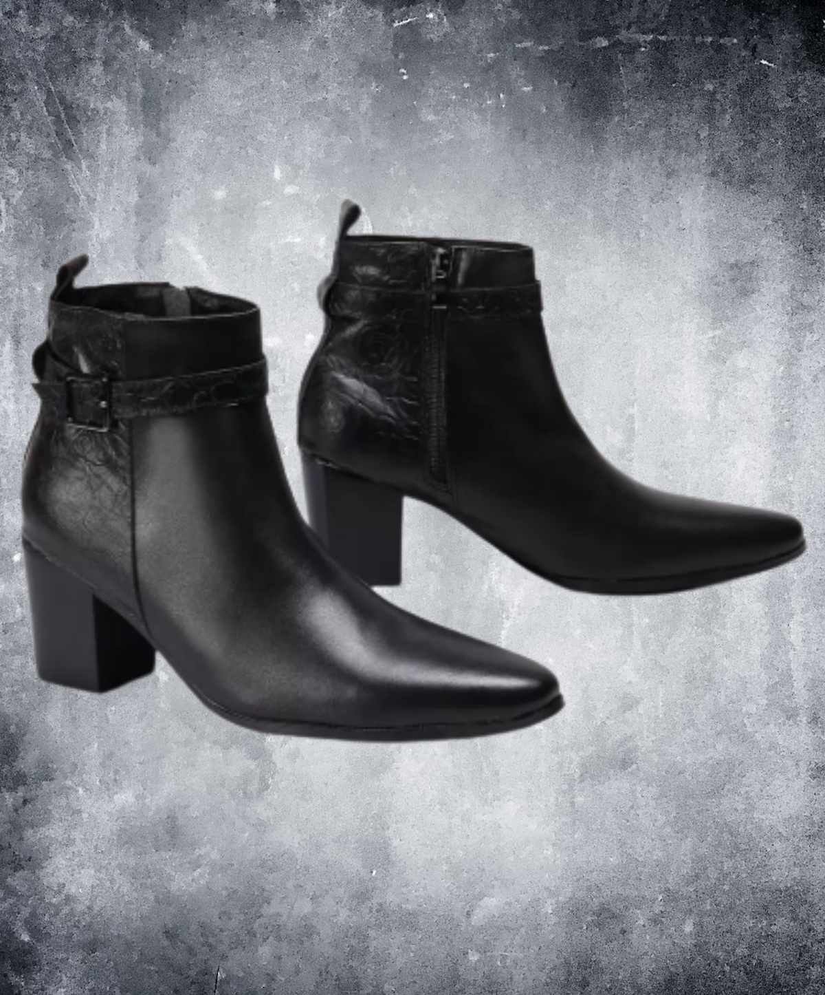 pointed-toe strap belt boots EN3175