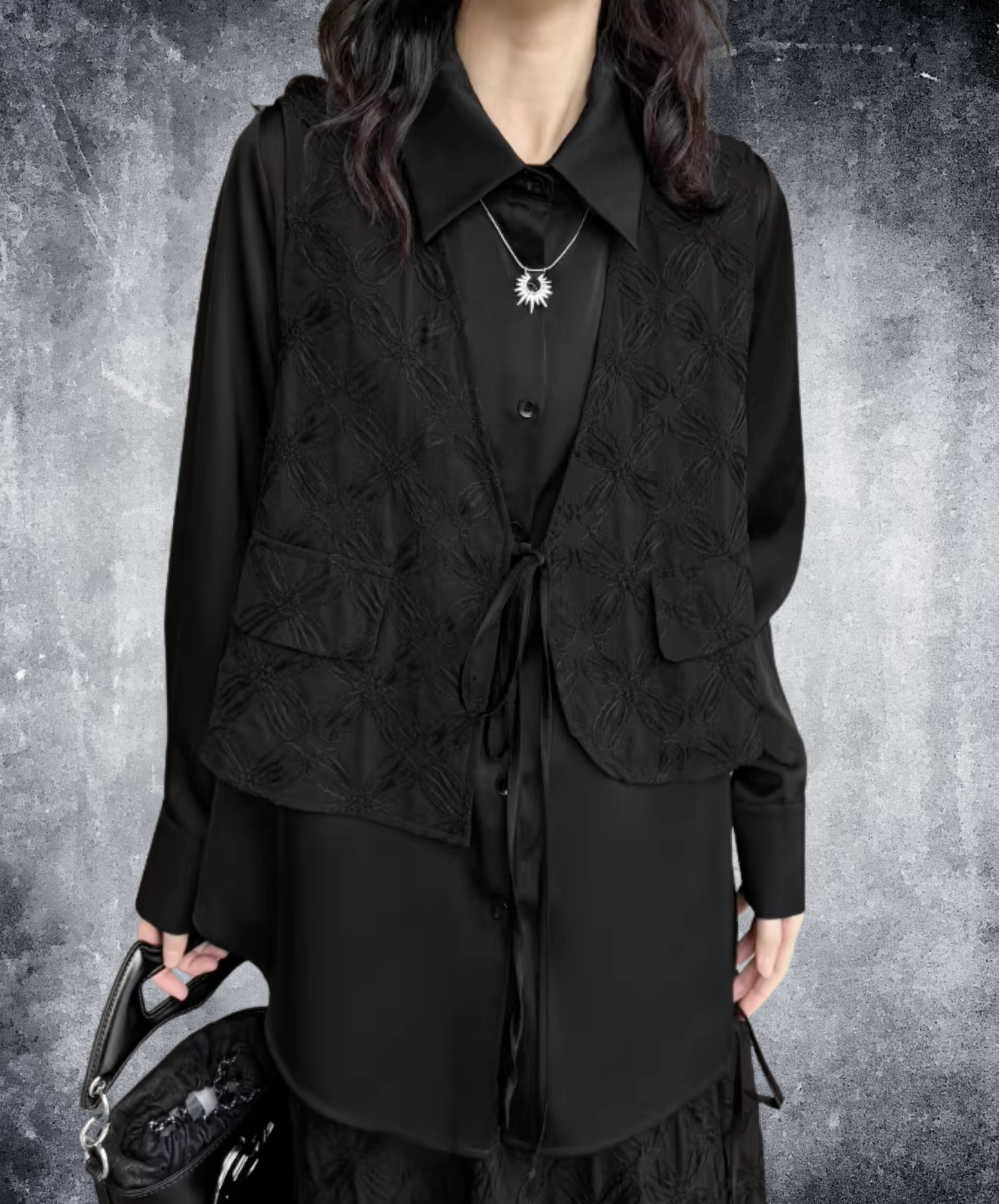 dark fake two-piece irregular style shirt EN2806