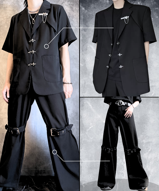 【style101】dark mode outfit set EN2995（jacket + pants set）
