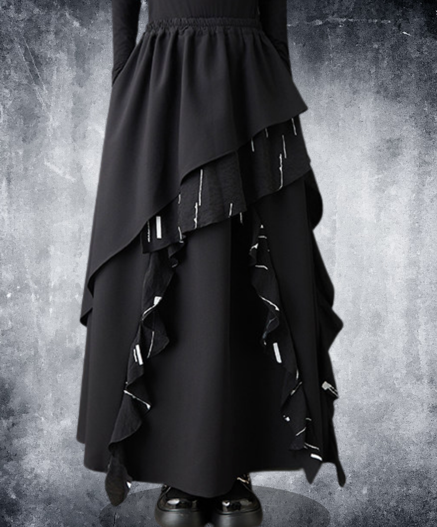 splicing print drapes skirt EN2755