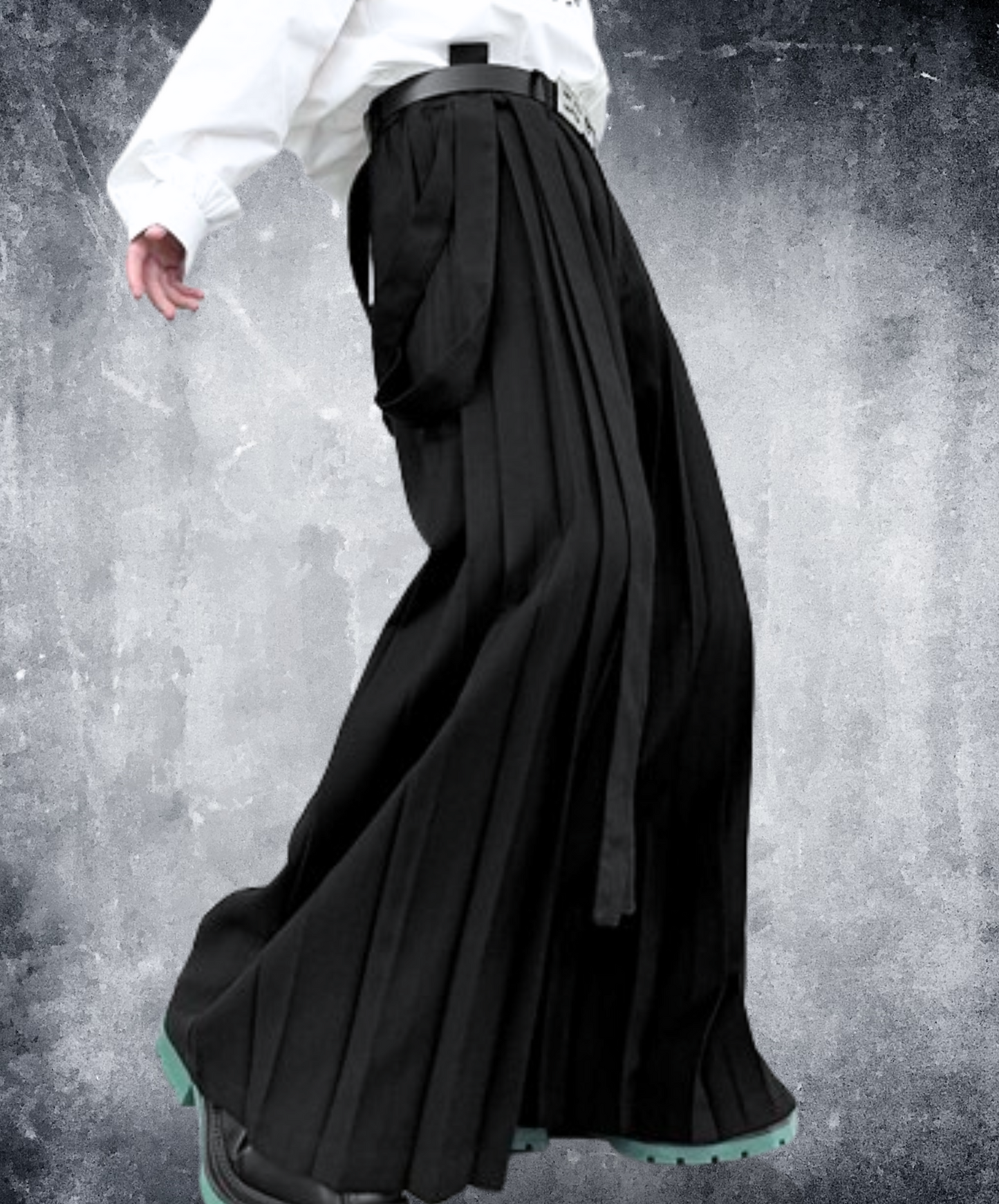 dark pleated wide pants EN1880