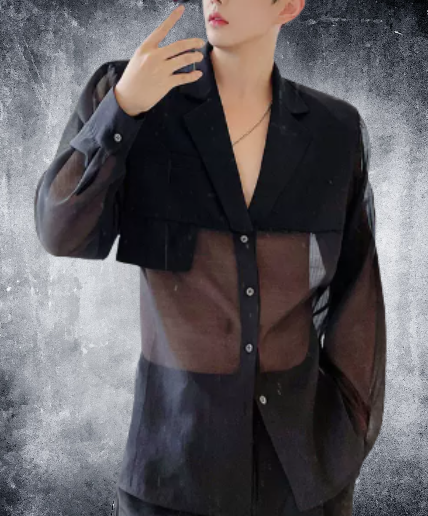 sheer top with a raw-edge design jacket EN2992
