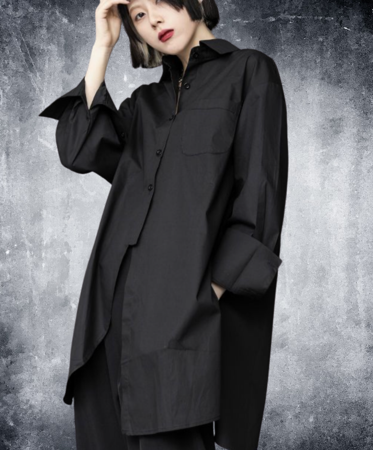 dark Irregular button slits shirt EN2854