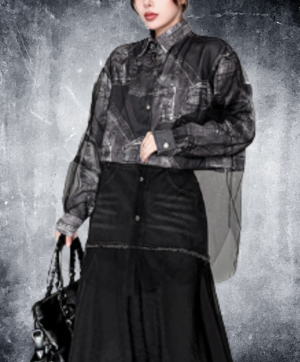 long-hem sheer panel shirt EN3222